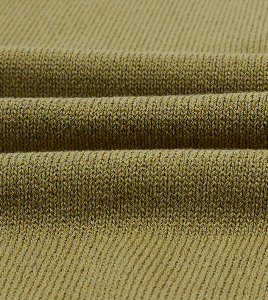 Green Knitted Crepe Cotton Short-Sleeve Polo Shirt