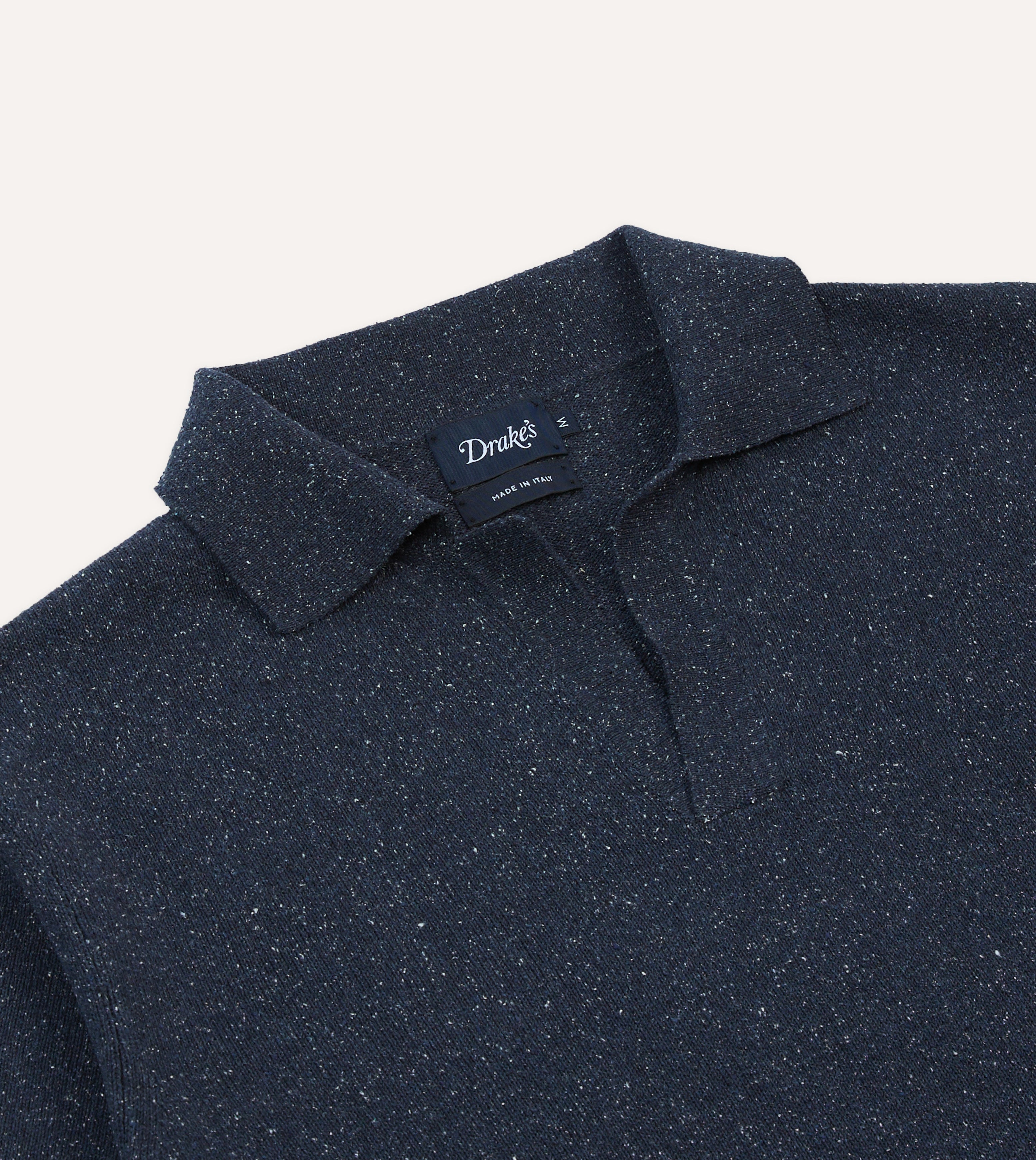 Navy Knitted Silk Short-Sleeve Polo Shirt – Drakes US