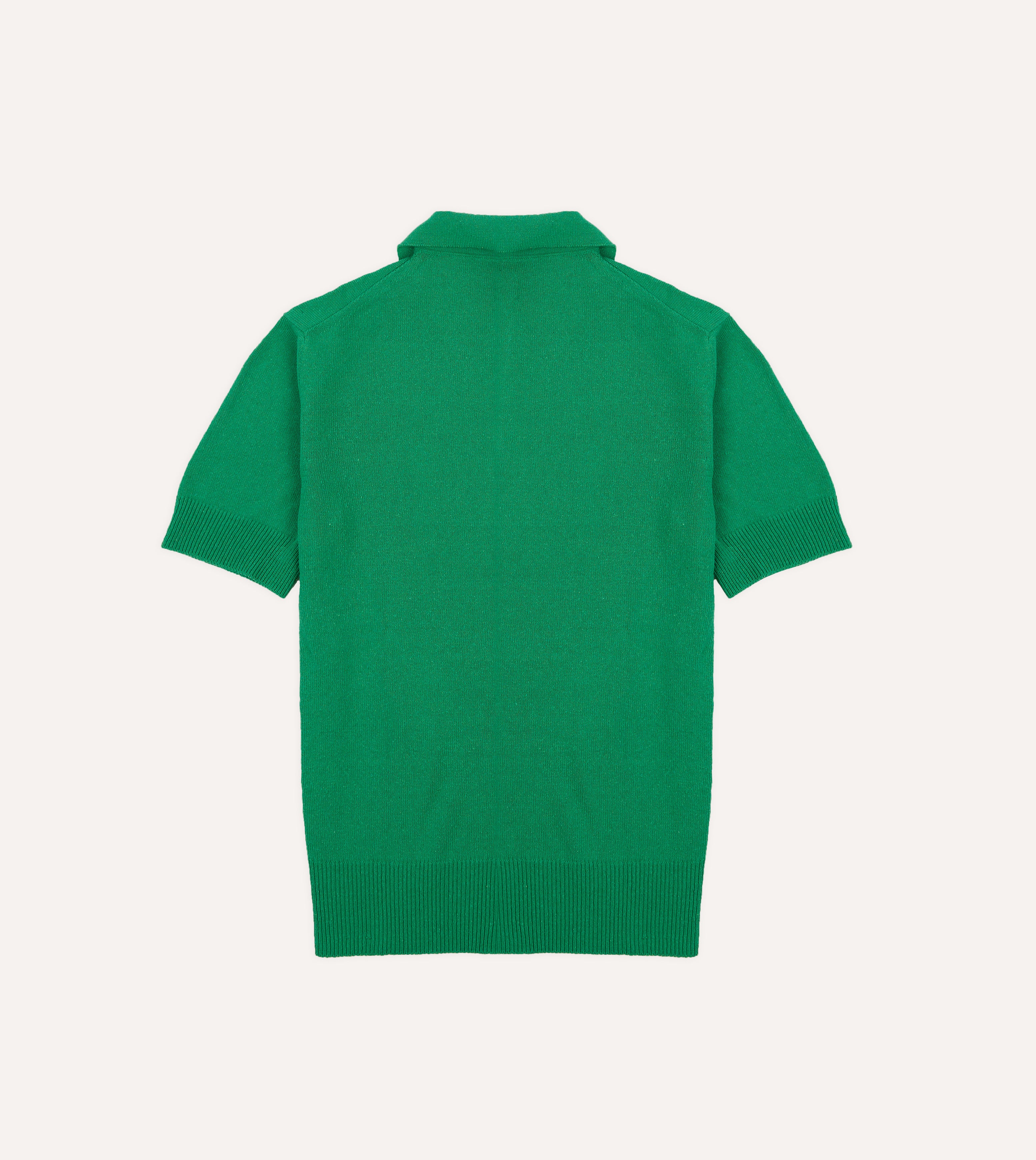 Green Knitted Silk Short-Sleeve Polo Shirt