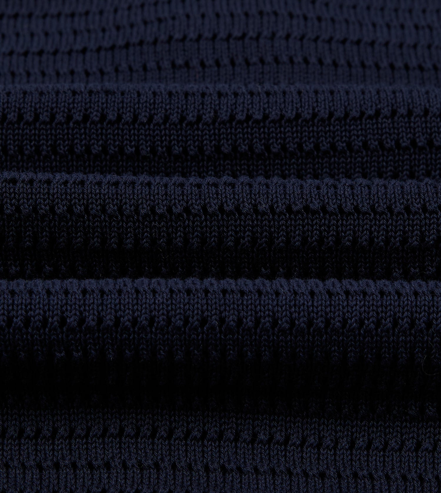 Navy Waffle Knit Cotton Short-Sleeve Polo Shirt