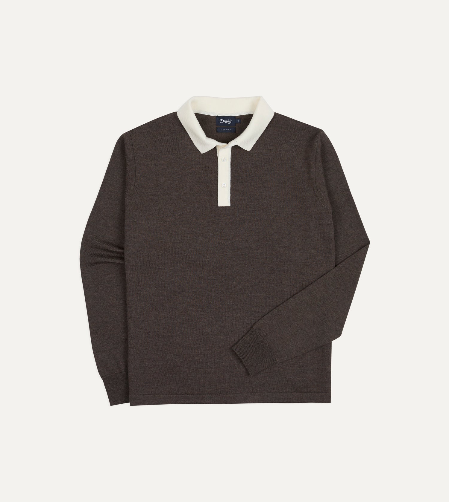 Brown Merino Wool Knitted Rugby Shirt