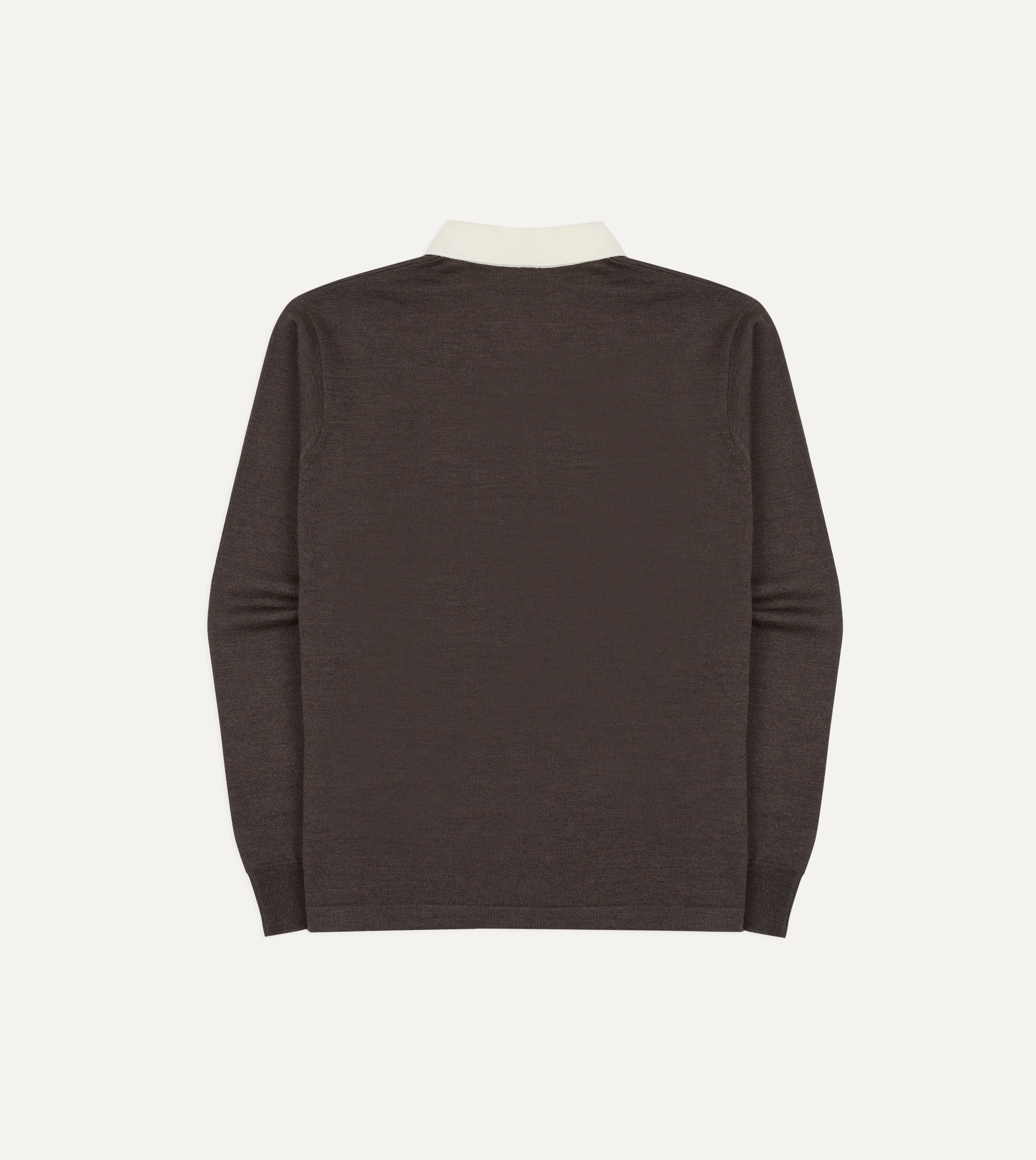 Brown Merino Wool Knitted Rugby Shirt