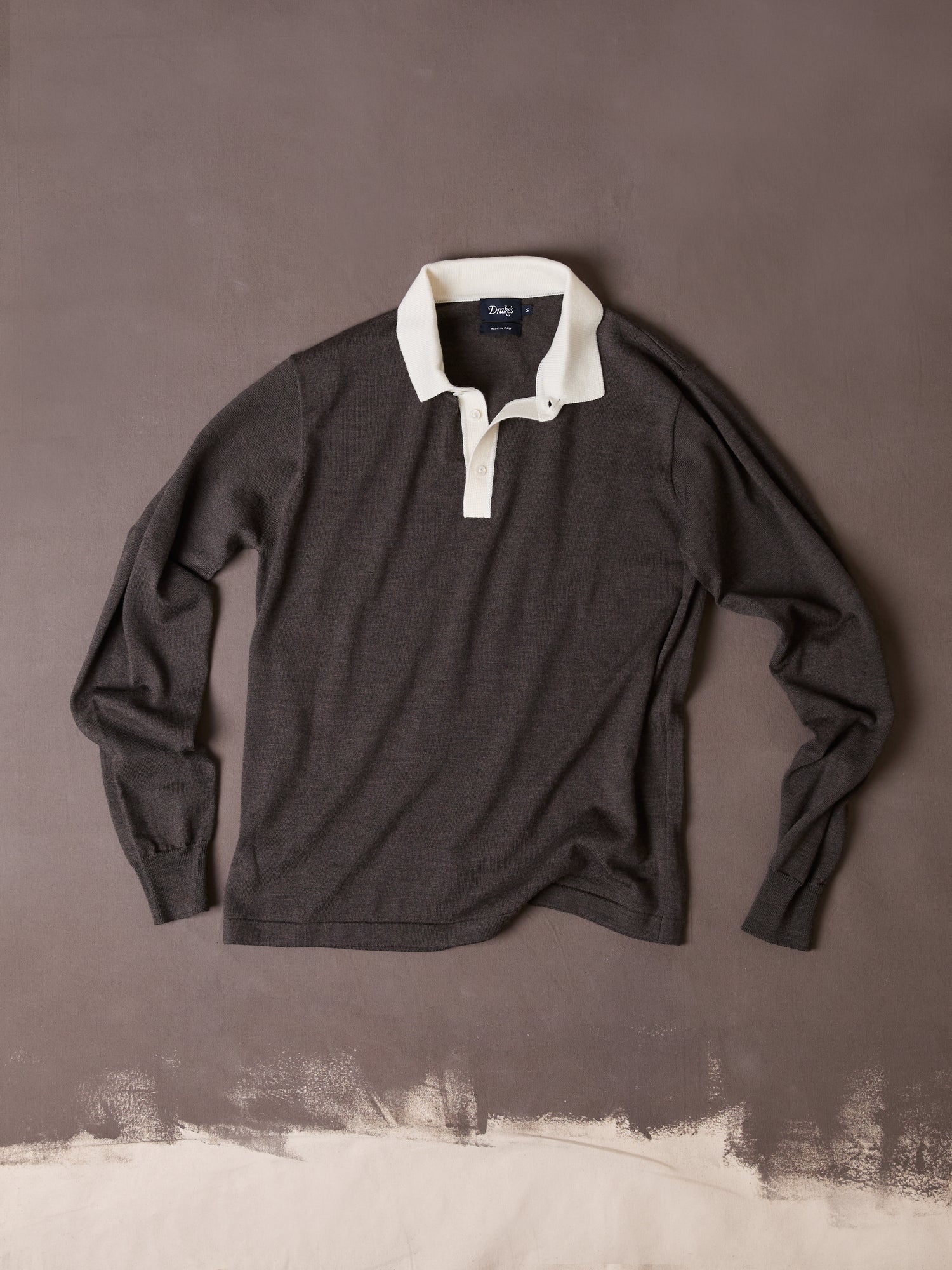 Brown Merino Wool Knitted Rugby Shirt