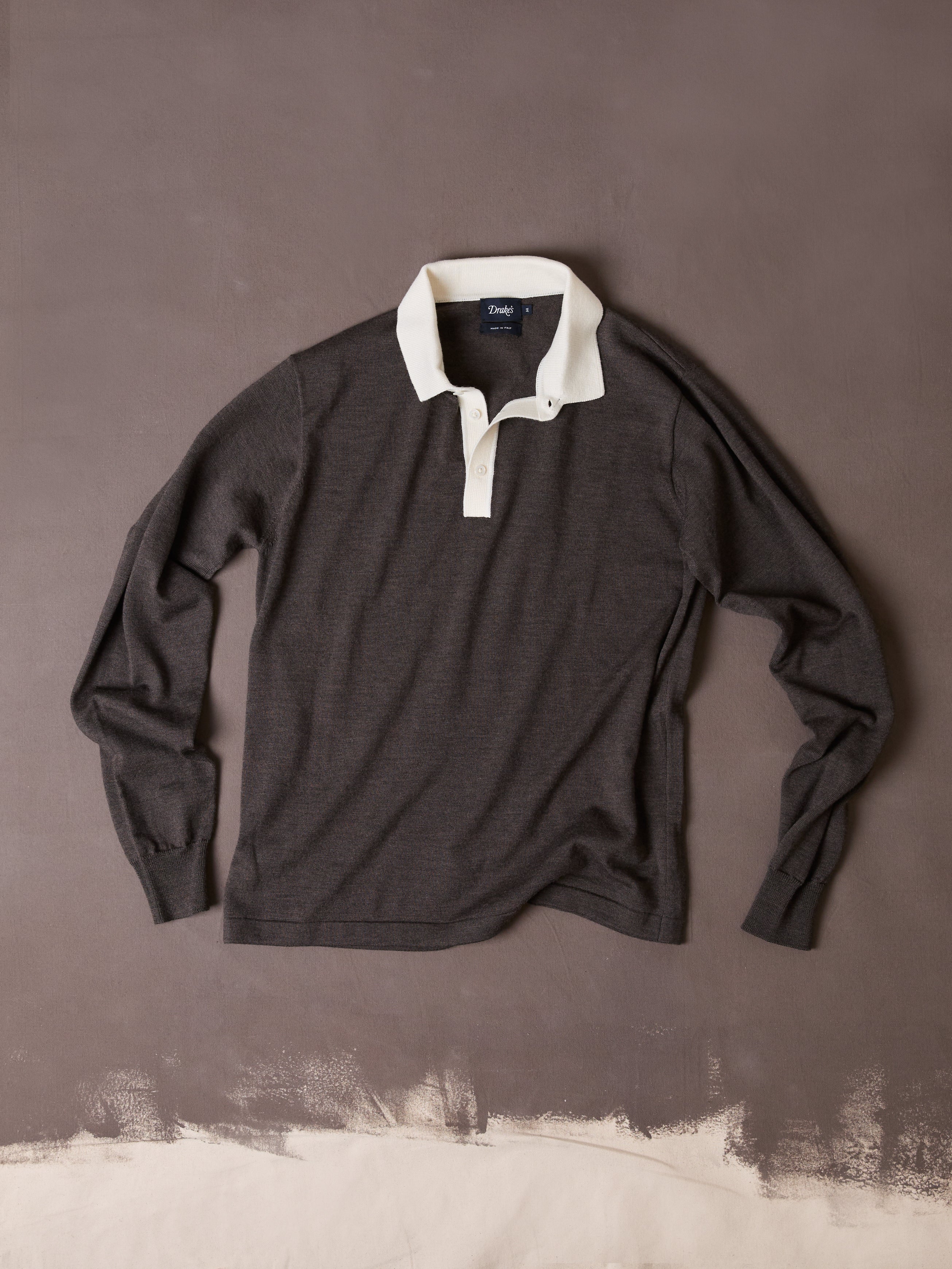 Brown Merino Wool Knitted Rugby Shirt