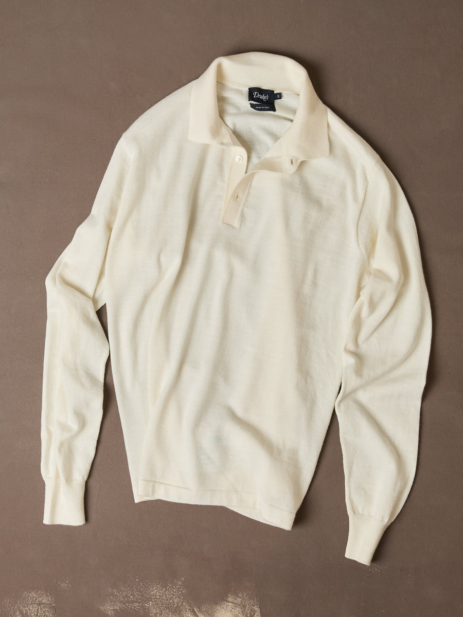 Ecru Merino Wool Knitted Rugby Shirt