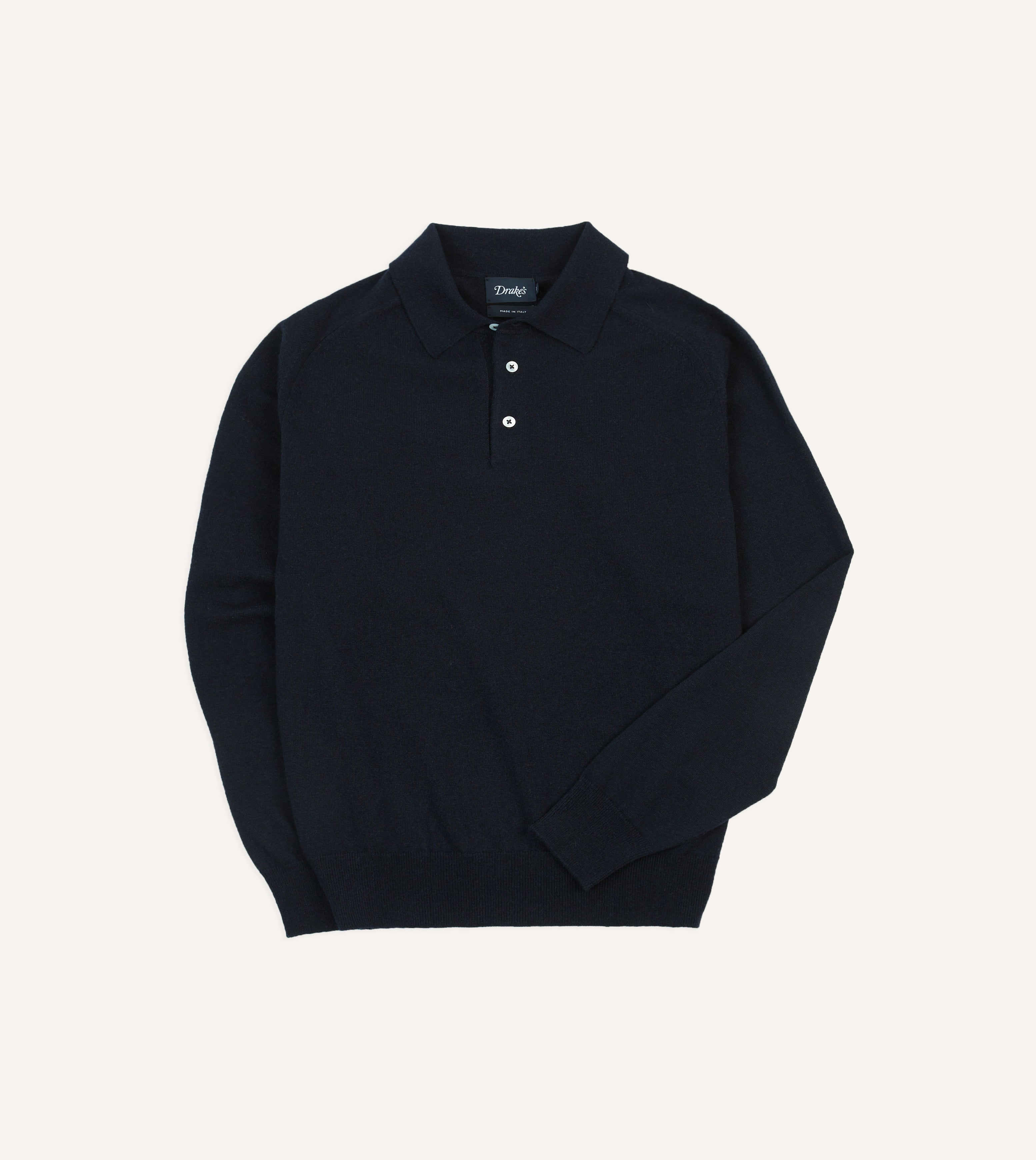 Navy Alpaca Wool Knitted Polo