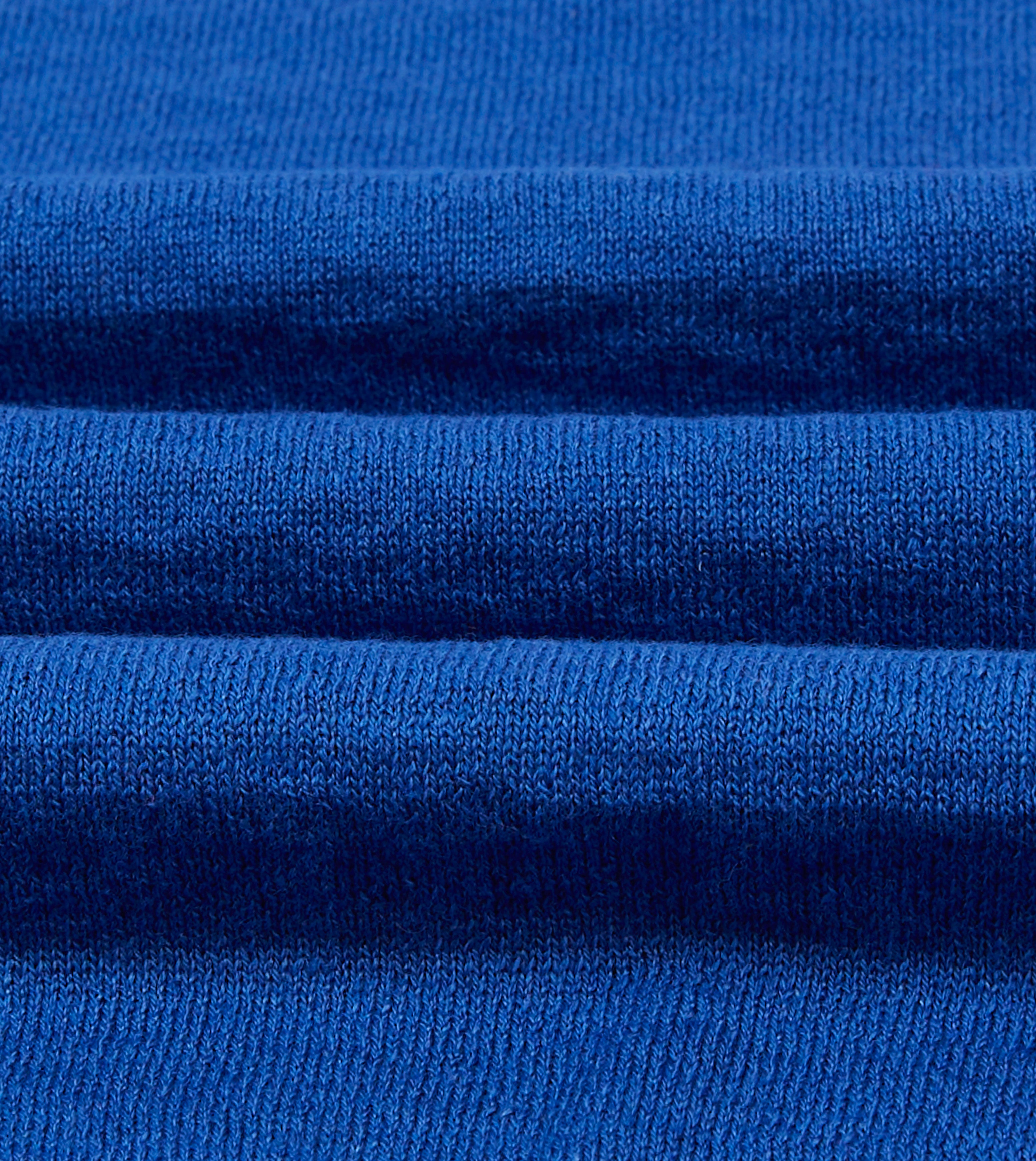 Blue Linen-Cotton Knitted Long-Sleeve Polo Shirt