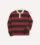 Pink and Olive Block Stripe Knitted Rugby Shirt