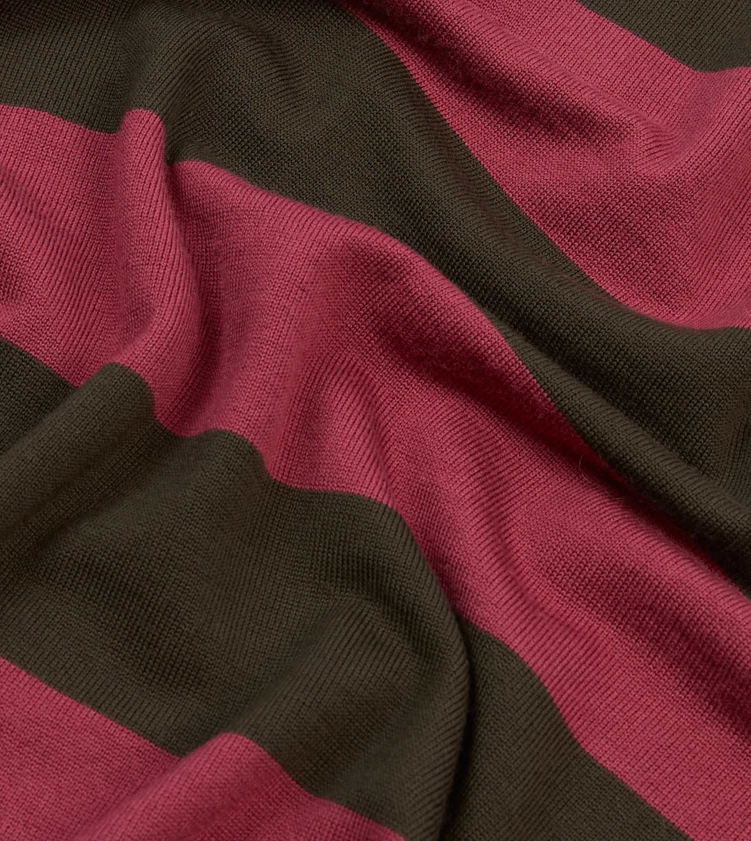 Pink and Olive Block Stripe Knitted Rugby Shirt