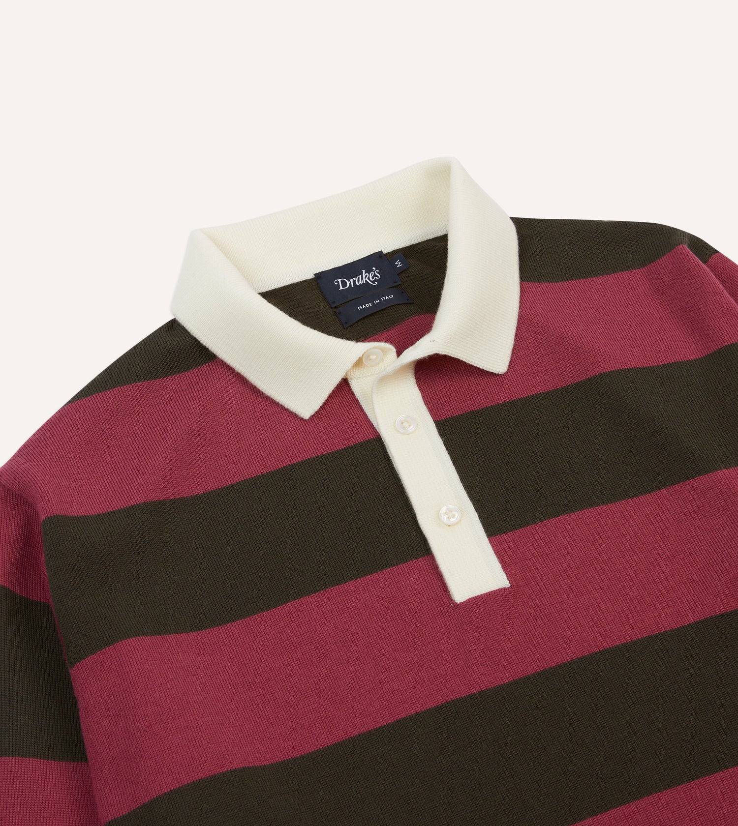Pink and Olive Block Stripe Knitted Rugby Shirt