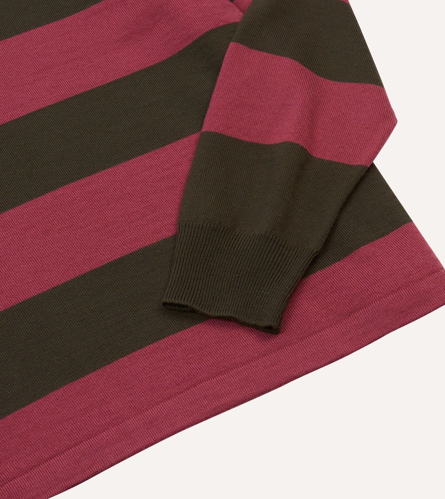 Pink and Olive Block Stripe Knitted Rugby Shirt