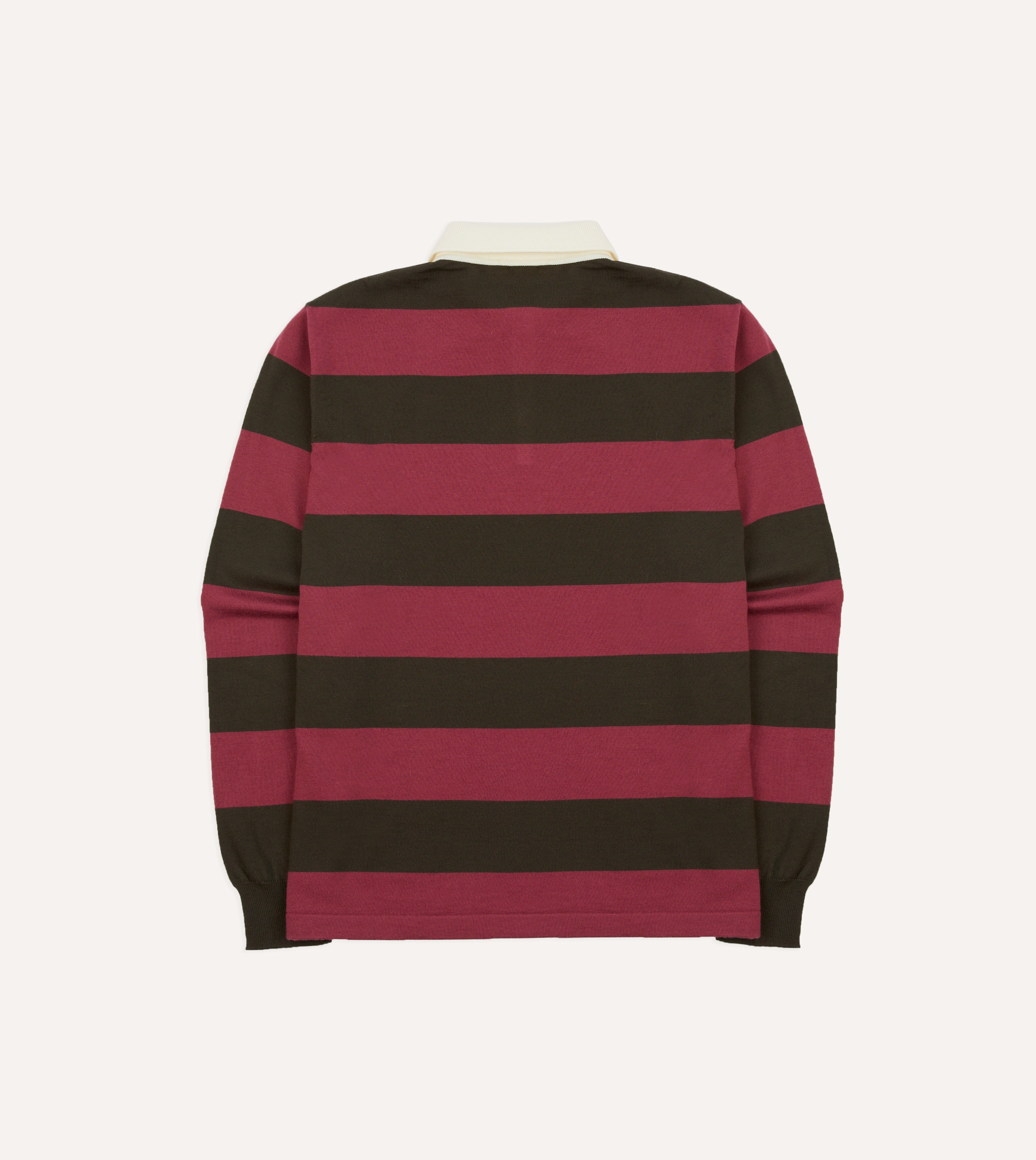Pink and Olive Block Stripe Knitted Rugby Shirt