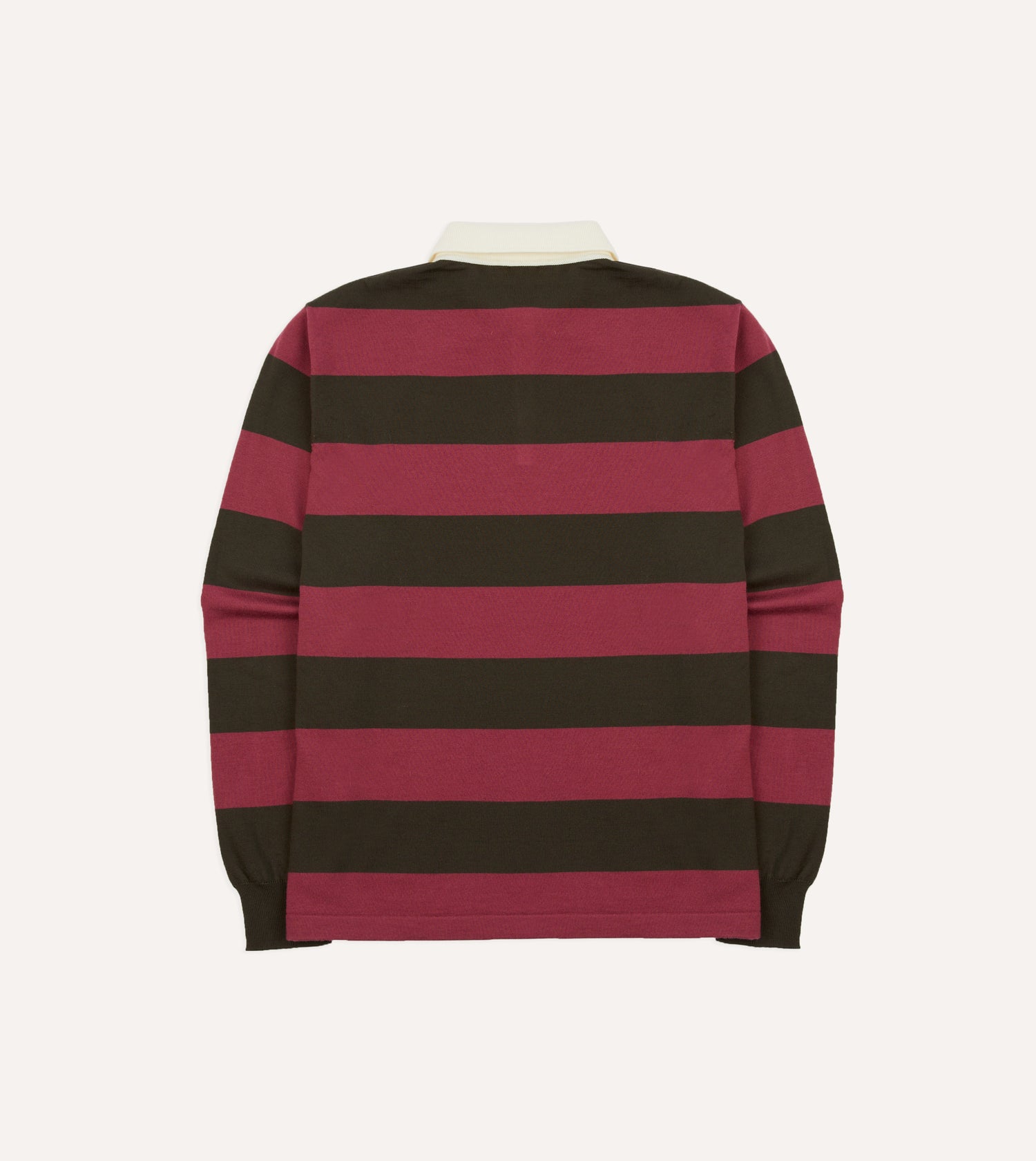 Pink and Olive Block Stripe Knitted Rugby Shirt