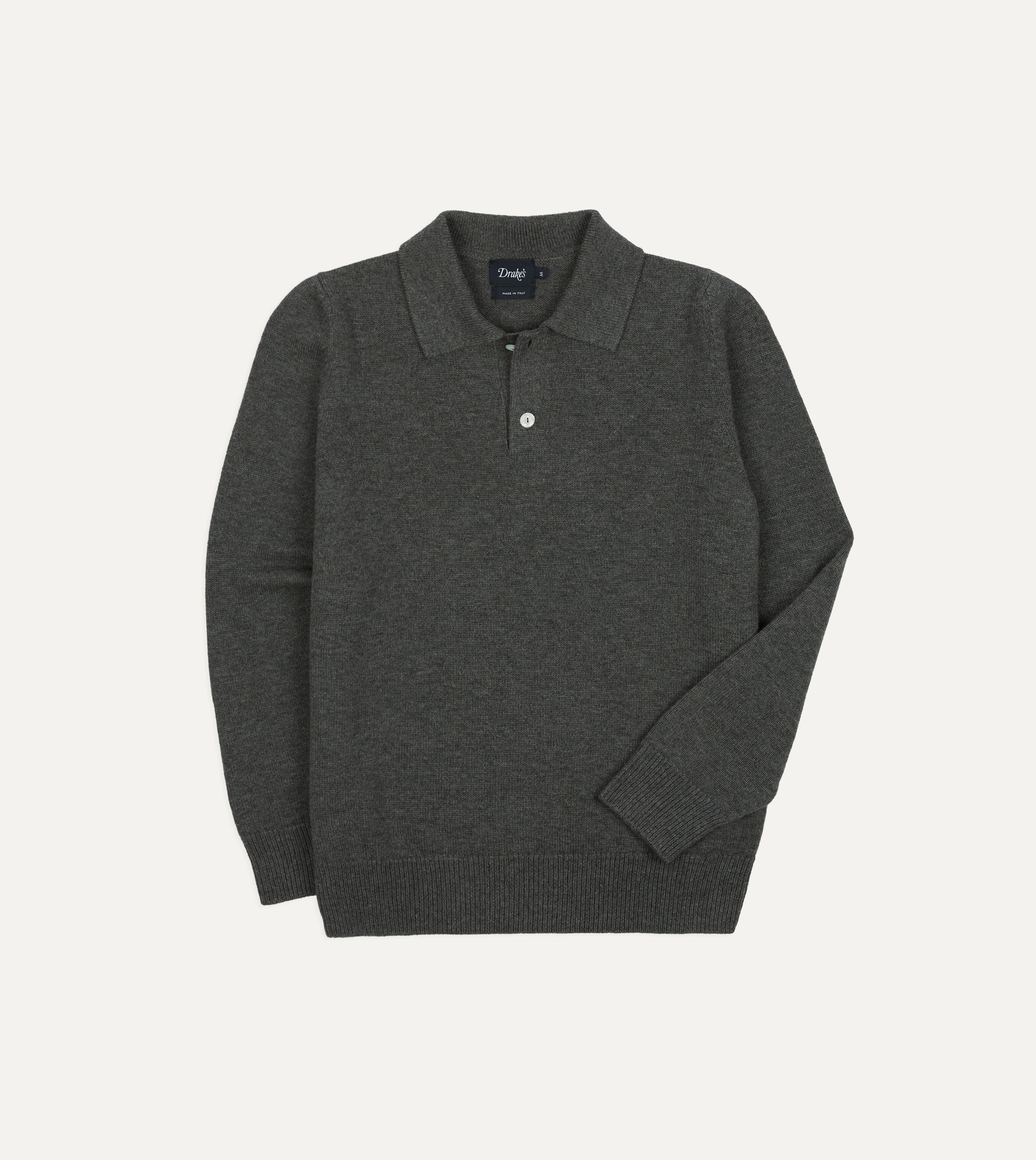 Grey Merino Wool Knitted Polo