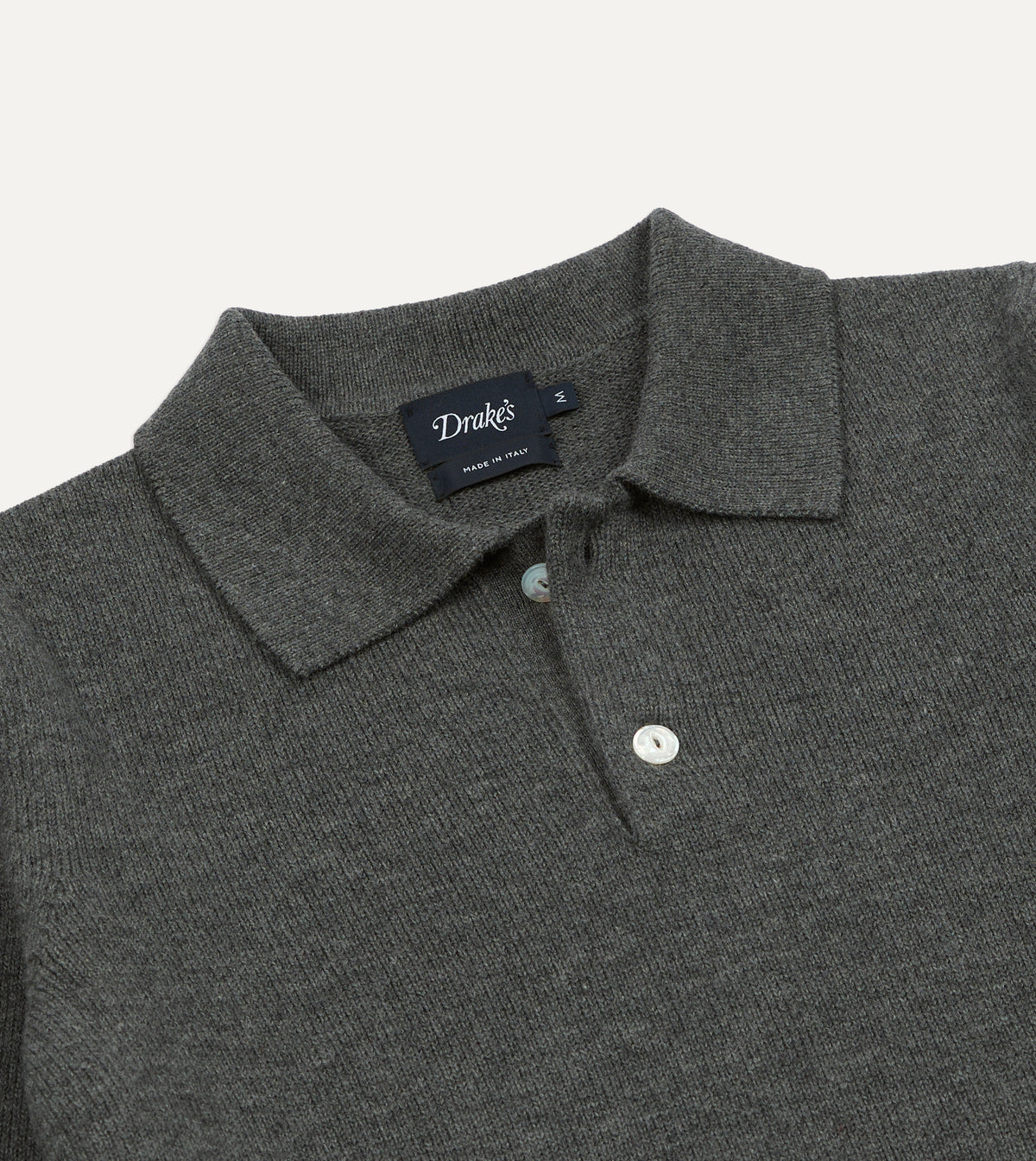 Grey Merino Wool Knitted Polo