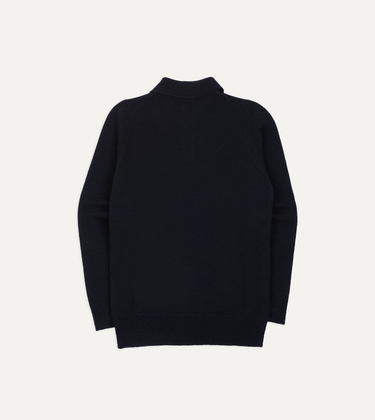Navy Wool-Silk Long Sleeve Polo