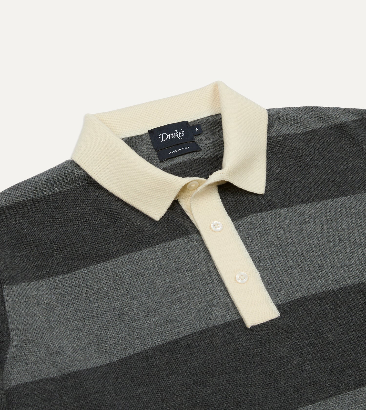 Grey Block Stripe Knitted Rugby Shirt