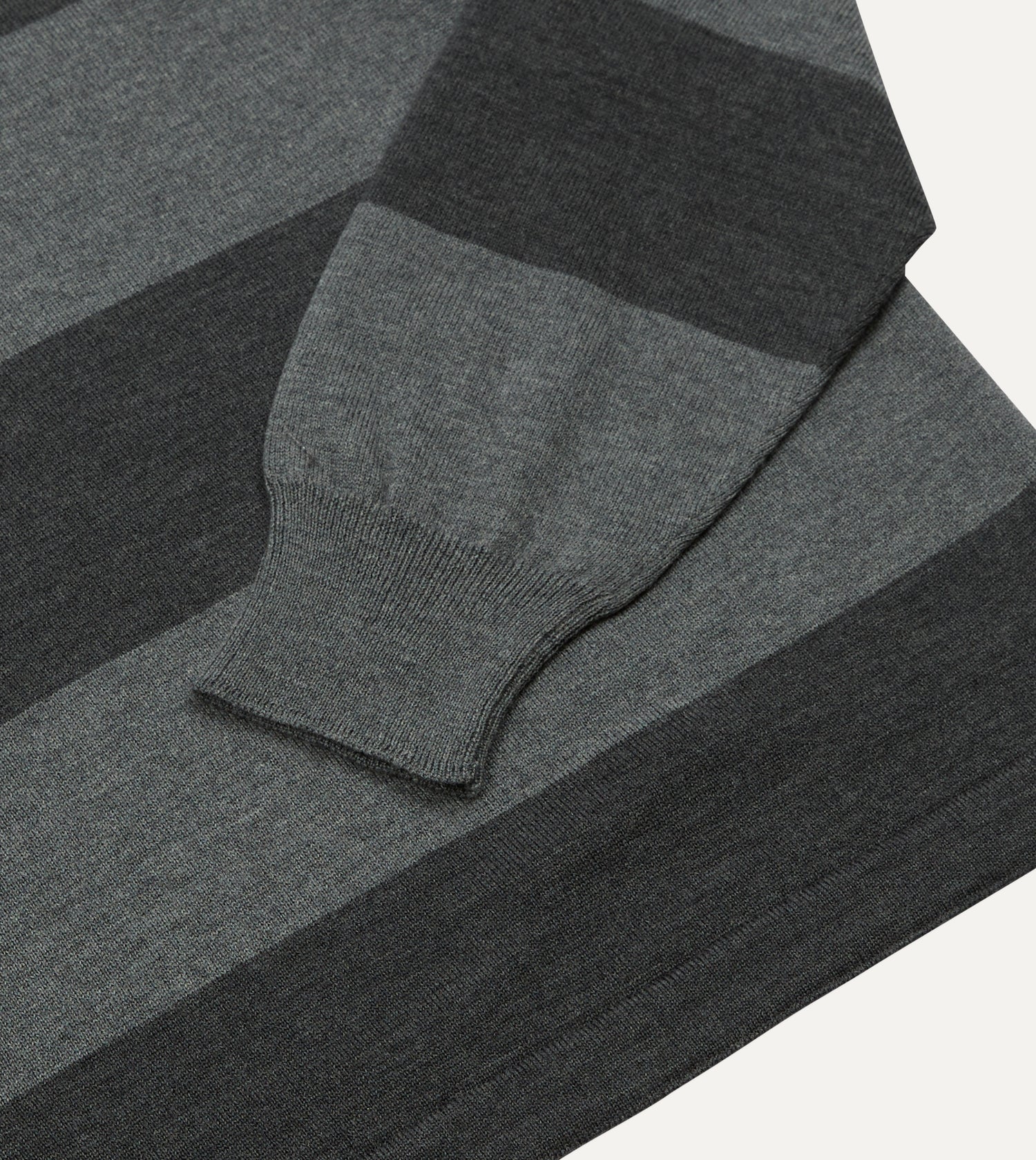 Grey Block Stripe Knitted Rugby Shirt