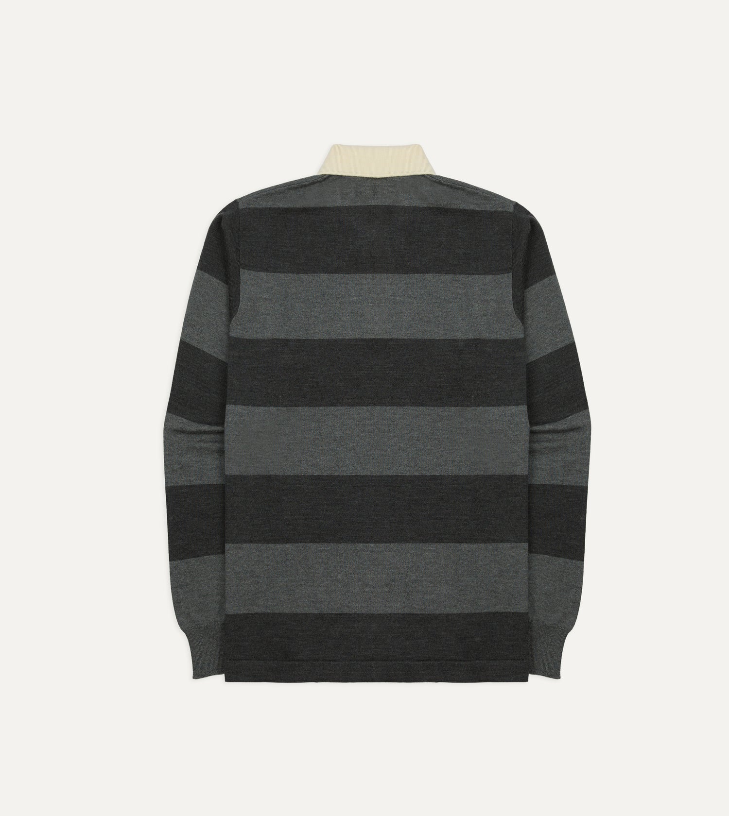 Grey Block Stripe Knitted Rugby Shirt