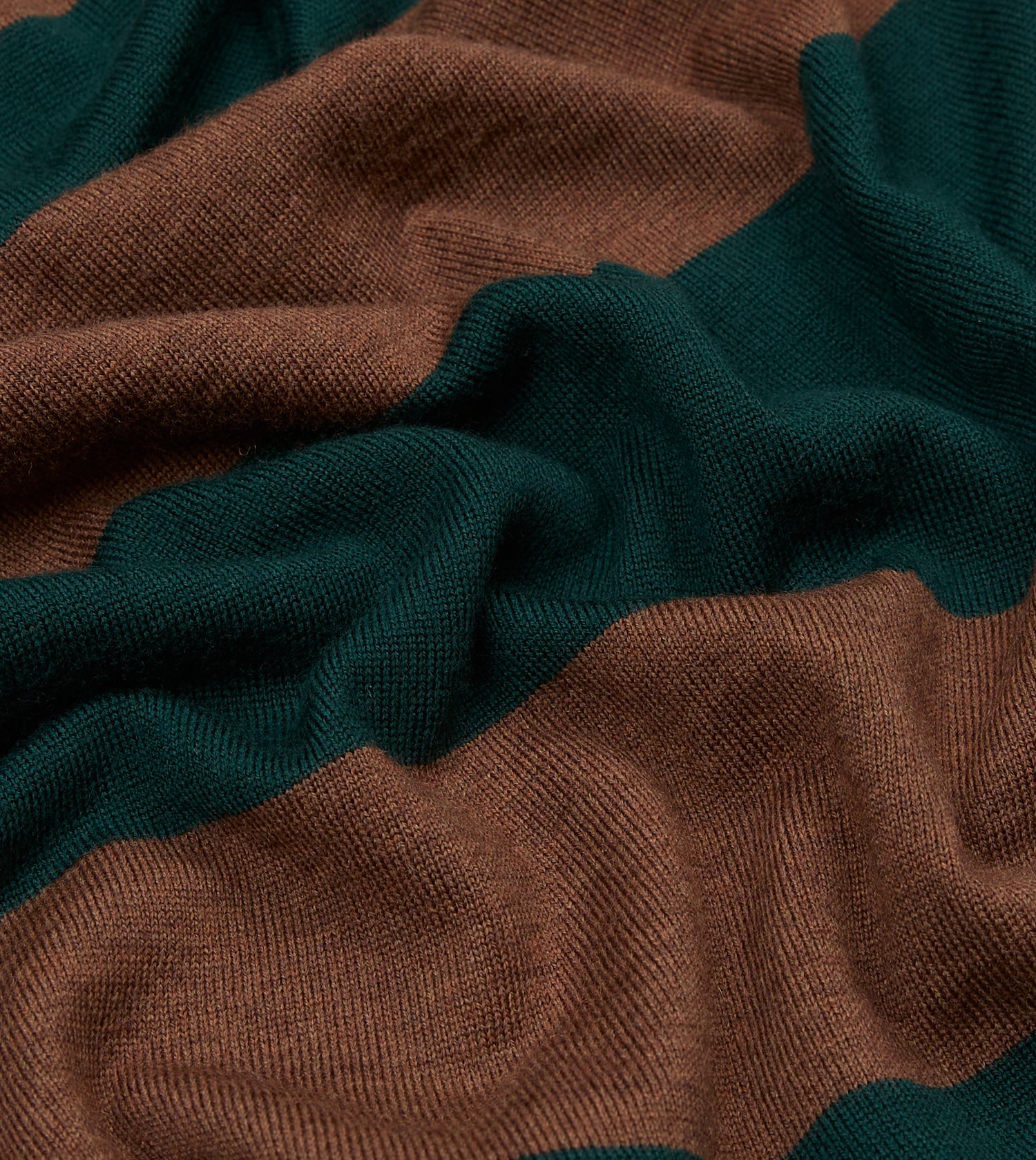 Green and Brown Block Stripe Knitted Rugby Shirt