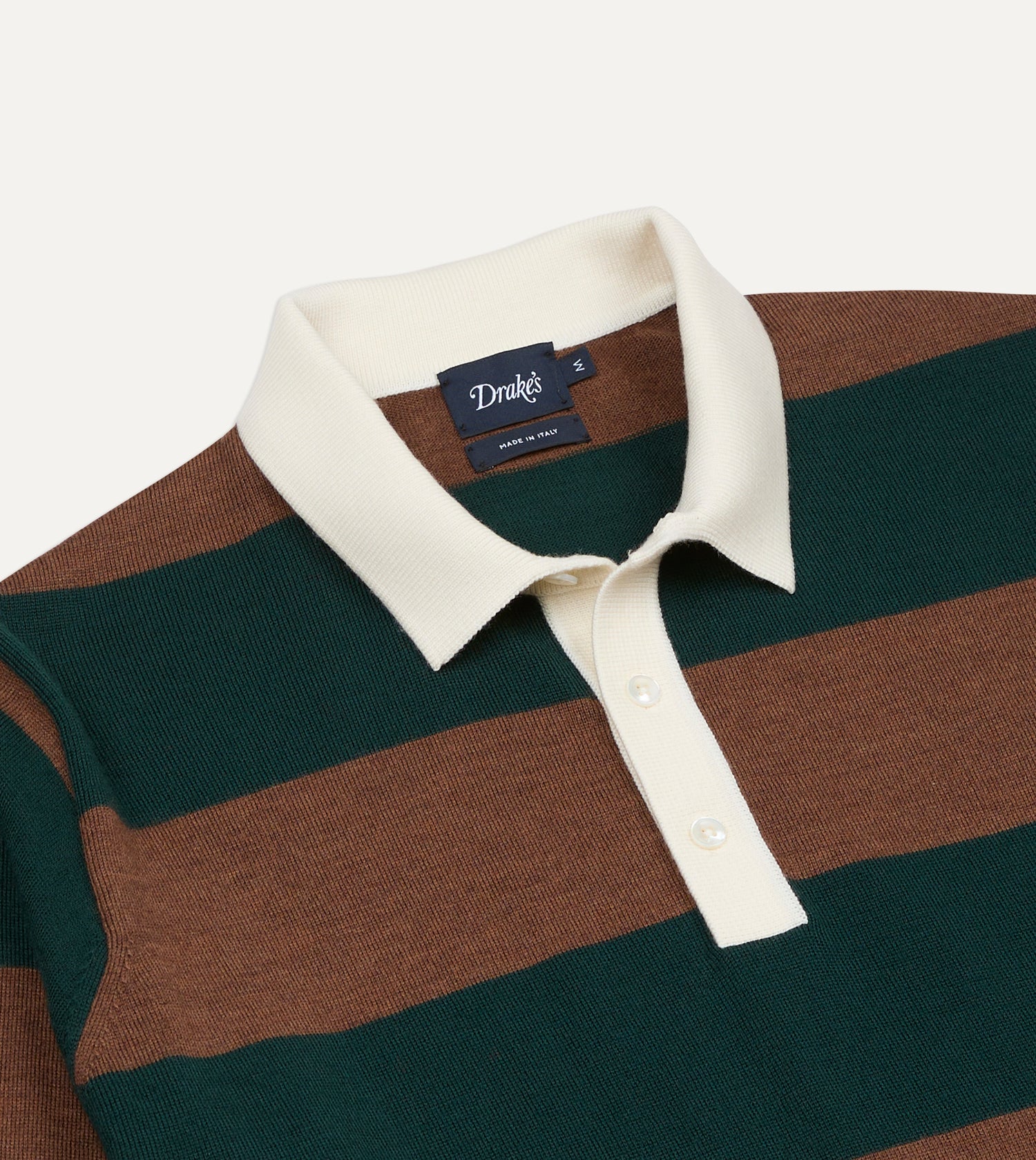 Green and Brown Block Stripe Knitted Rugby Shirt