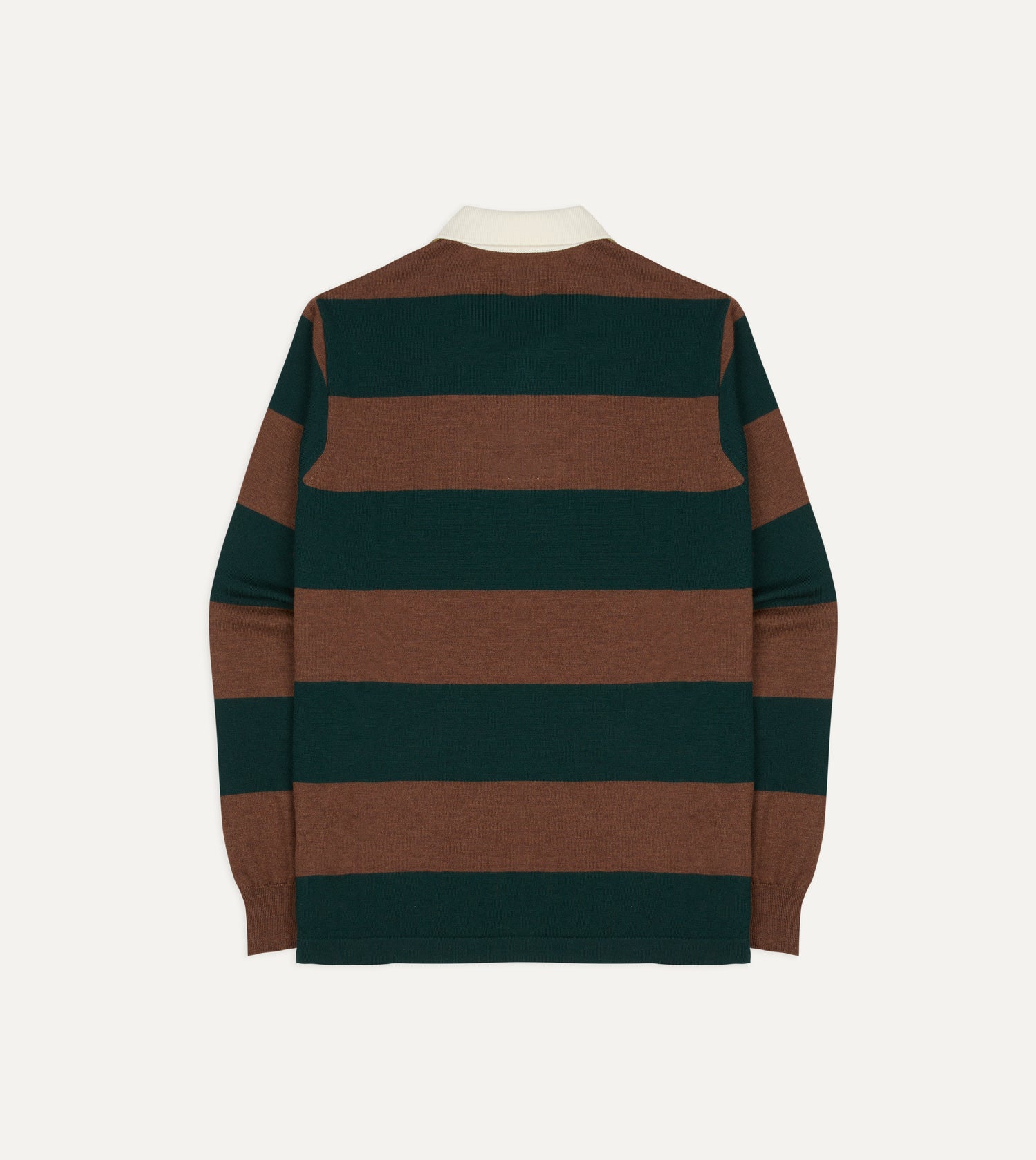 Green and Brown Block Stripe Knitted Rugby Shirt
