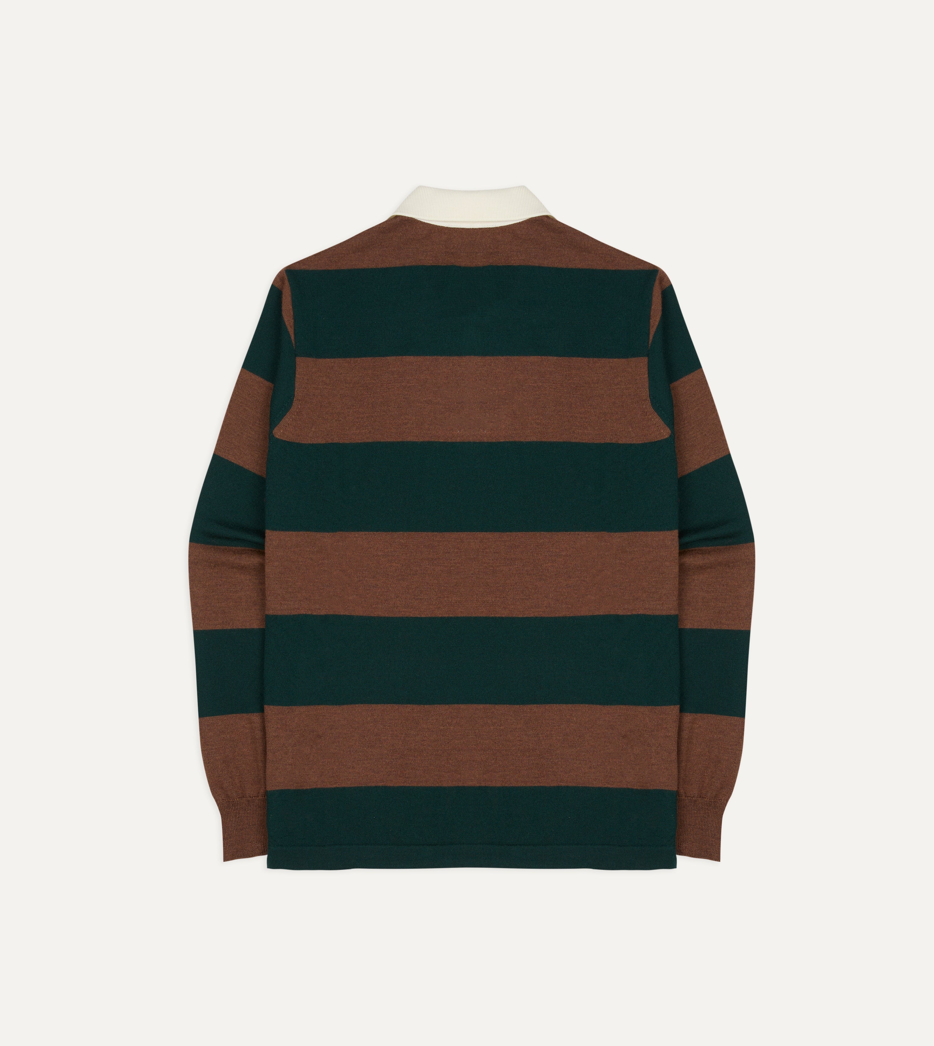 Green and Brown Block Stripe Knitted Rugby Shirt