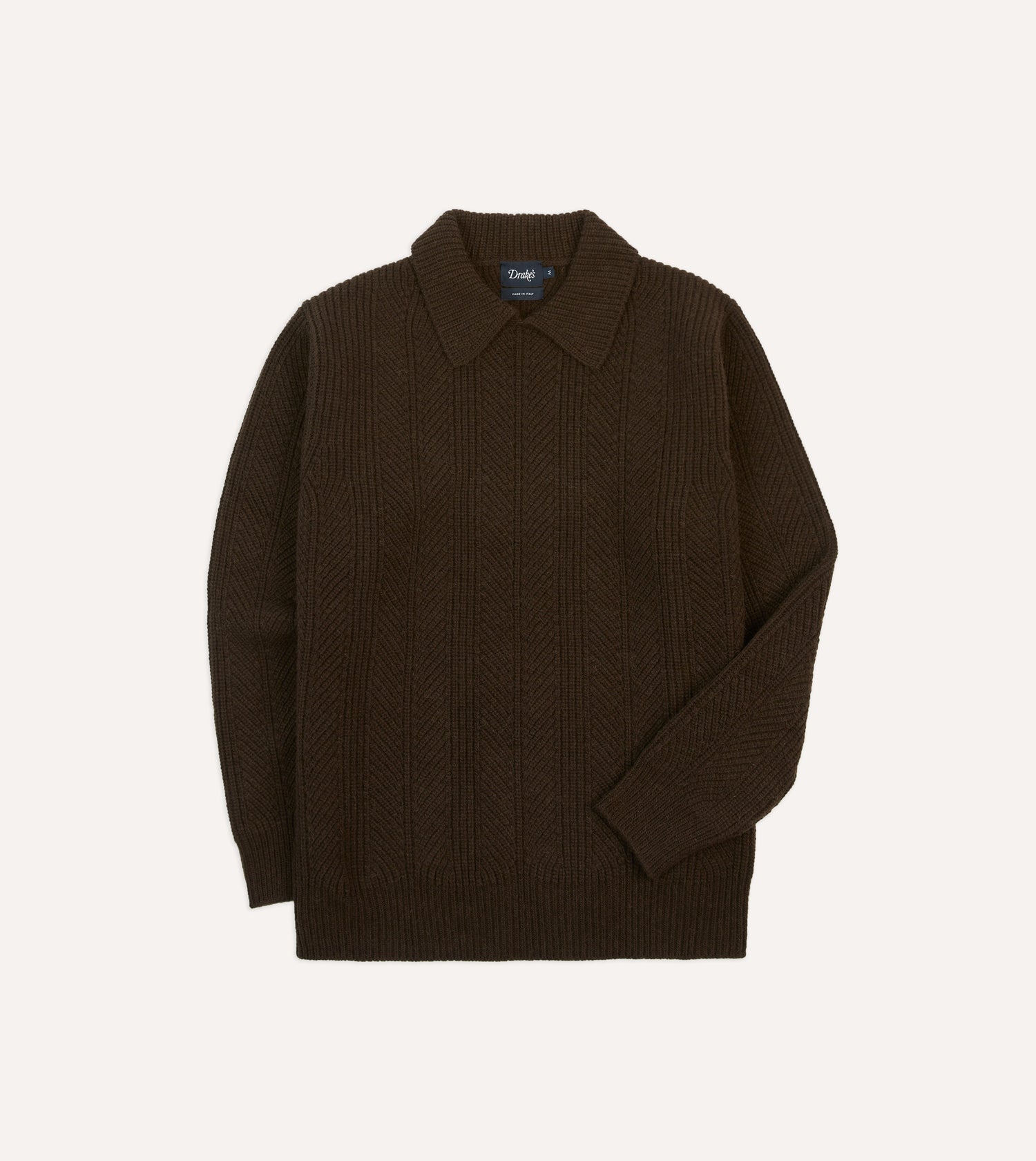 Brown Alpaca Lambswool Integral Collar Jumper