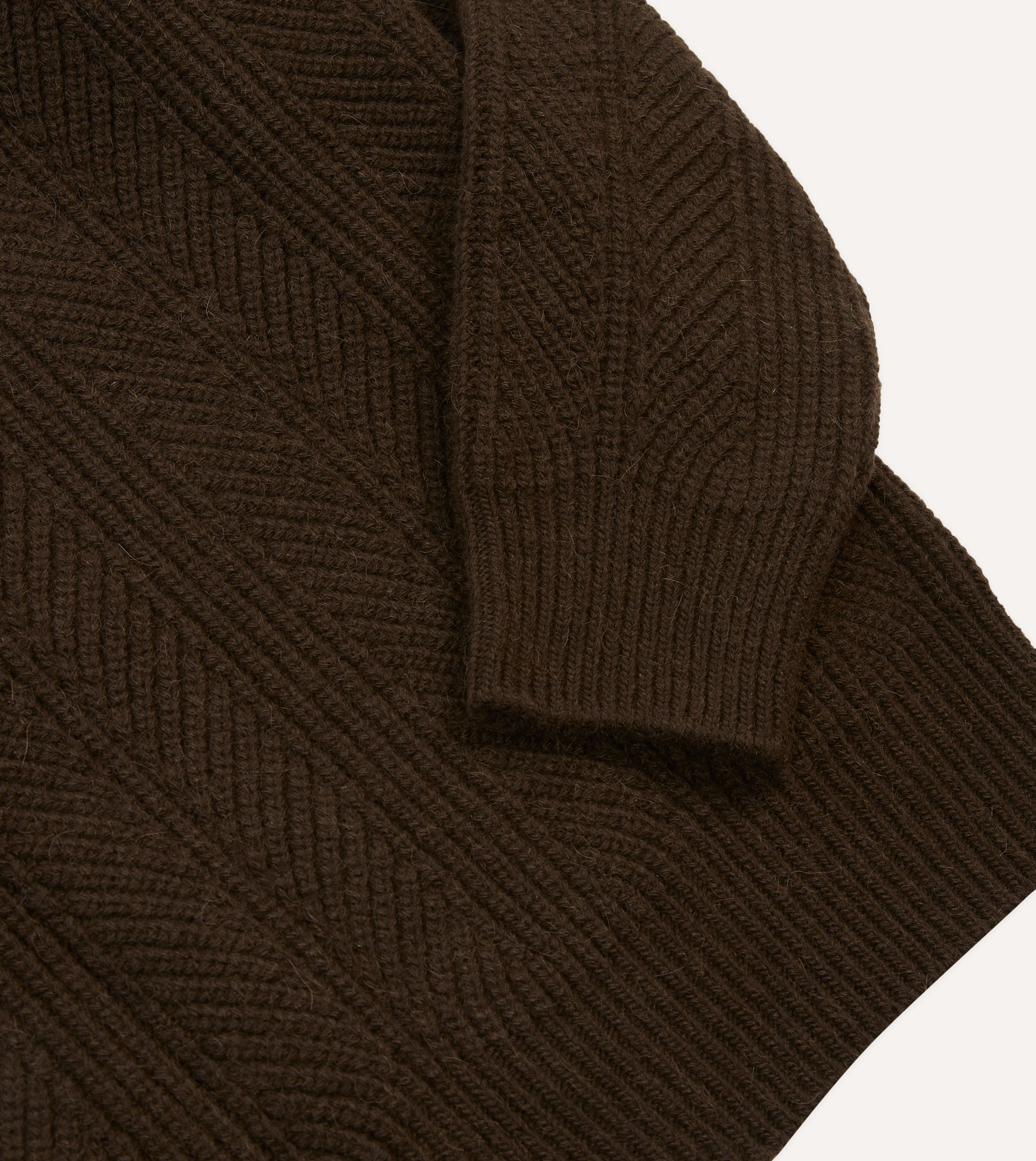Brown Alpaca Lambswool Integral Collar Jumper – Drakes US