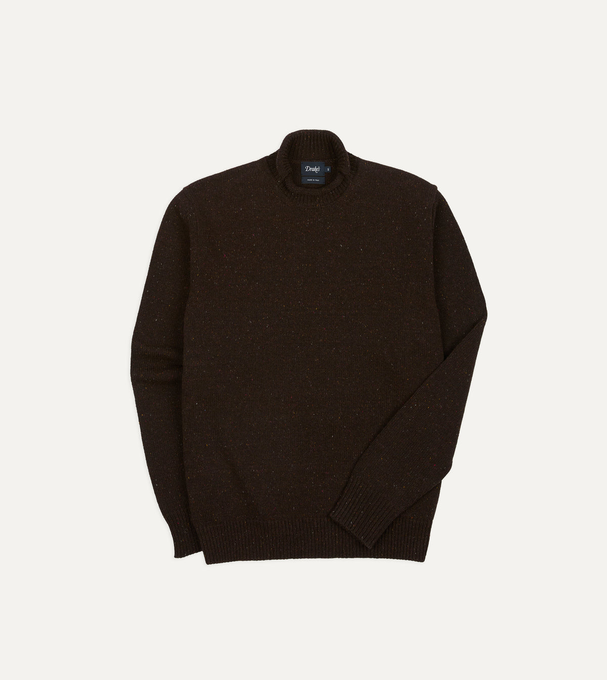 Brown Wool Ribbed Integral Collar Jumper