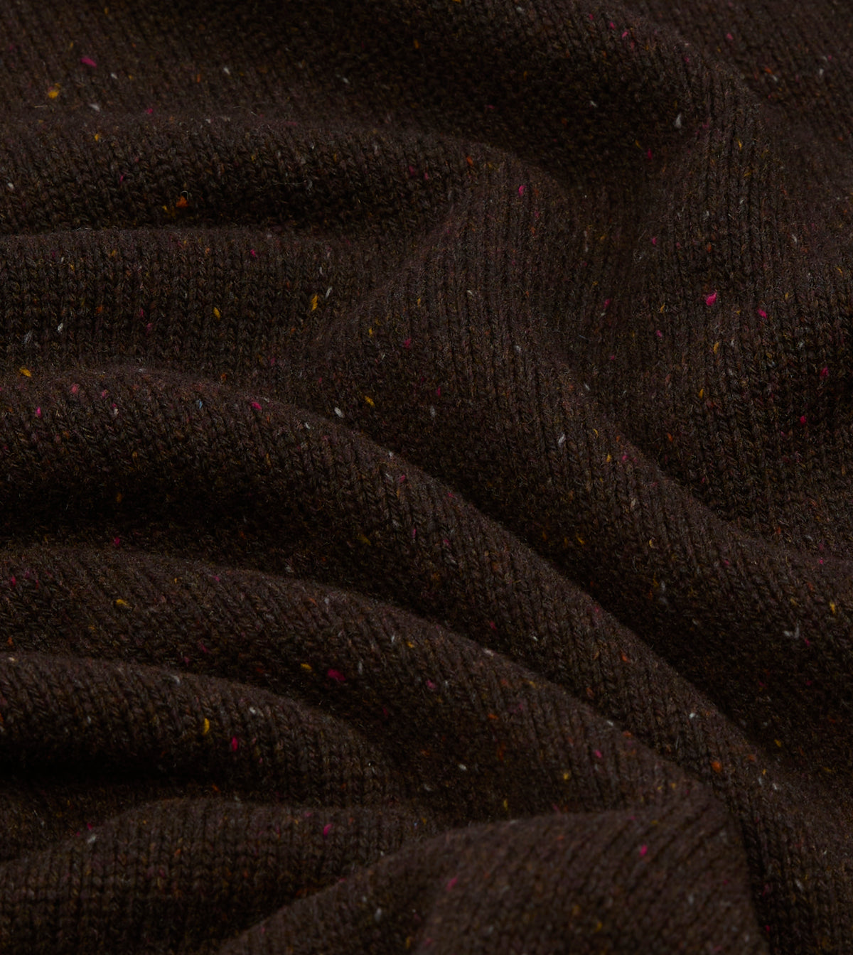 Brown Wool Ribbed Integral Collar Jumper