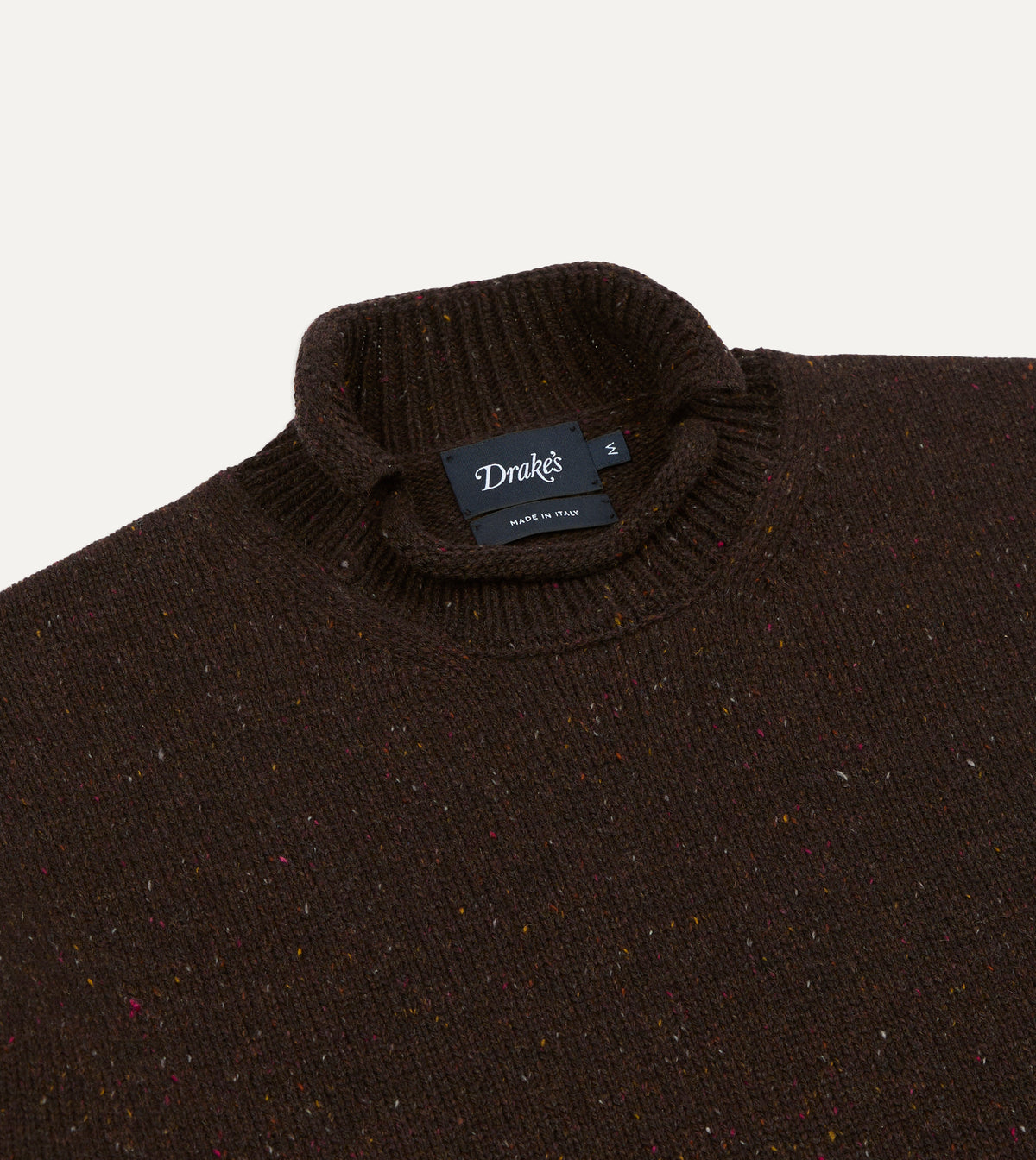 Brown Wool Ribbed Integral Collar Jumper
