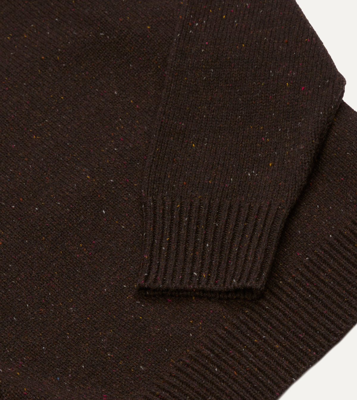 Brown Wool Ribbed Integral Collar Jumper