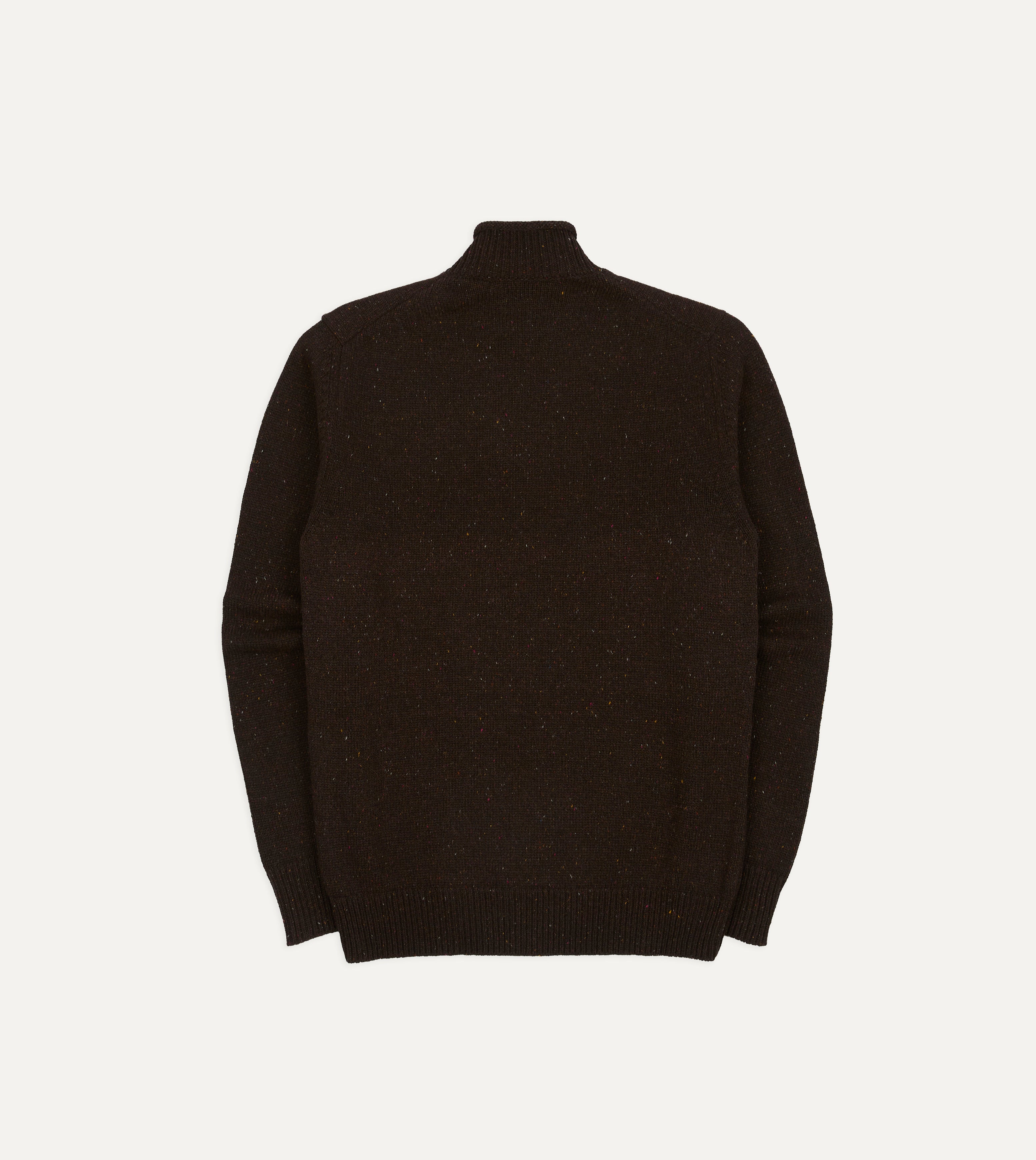 Brown Wool Ribbed Integral Collar Jumper