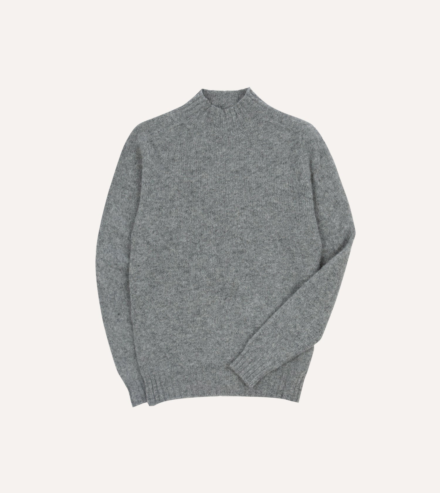 Grey Brushed Shetland Mock Neck Jumper