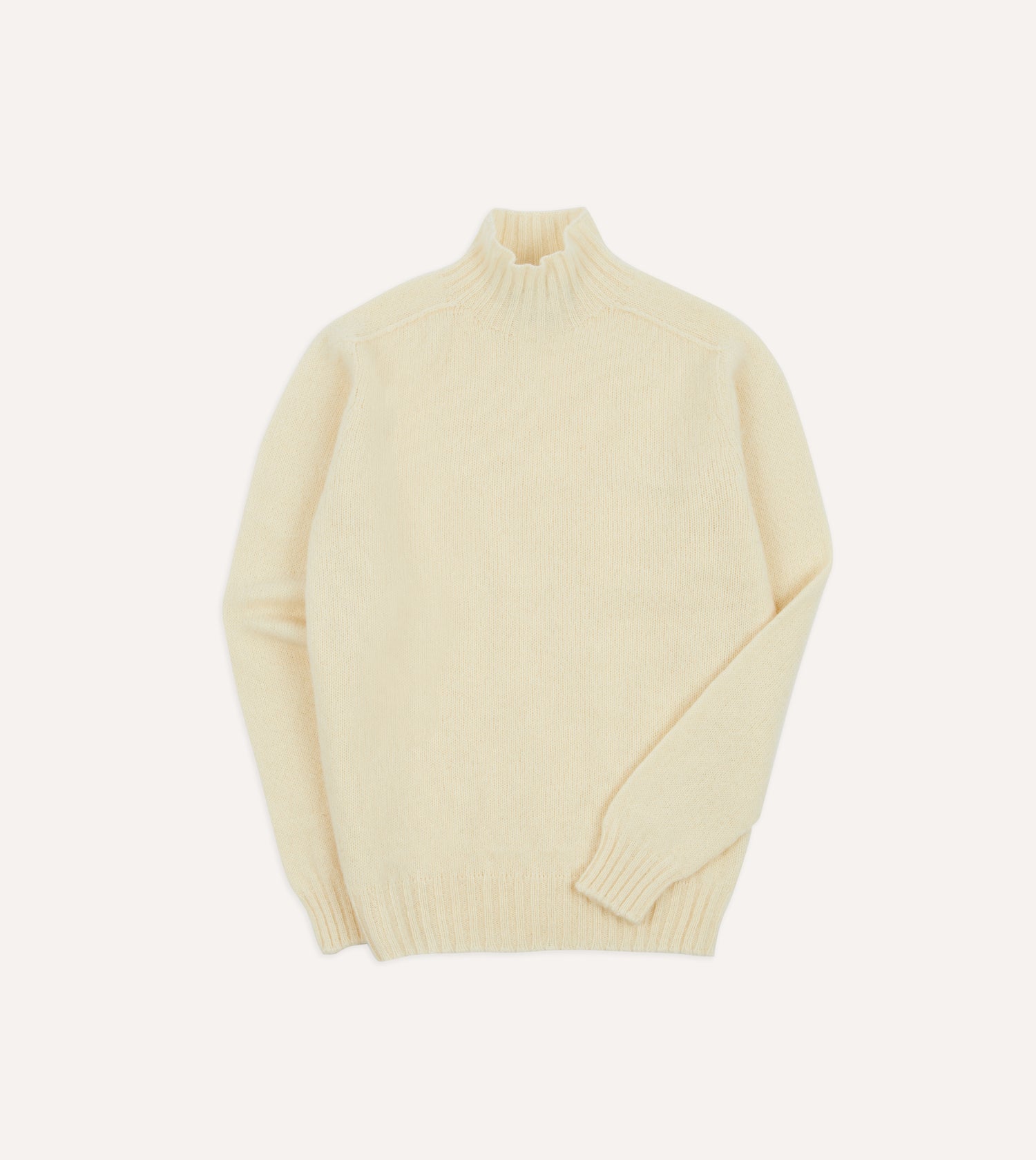 Ecru Brushed Shetland Mock Neck Jumper