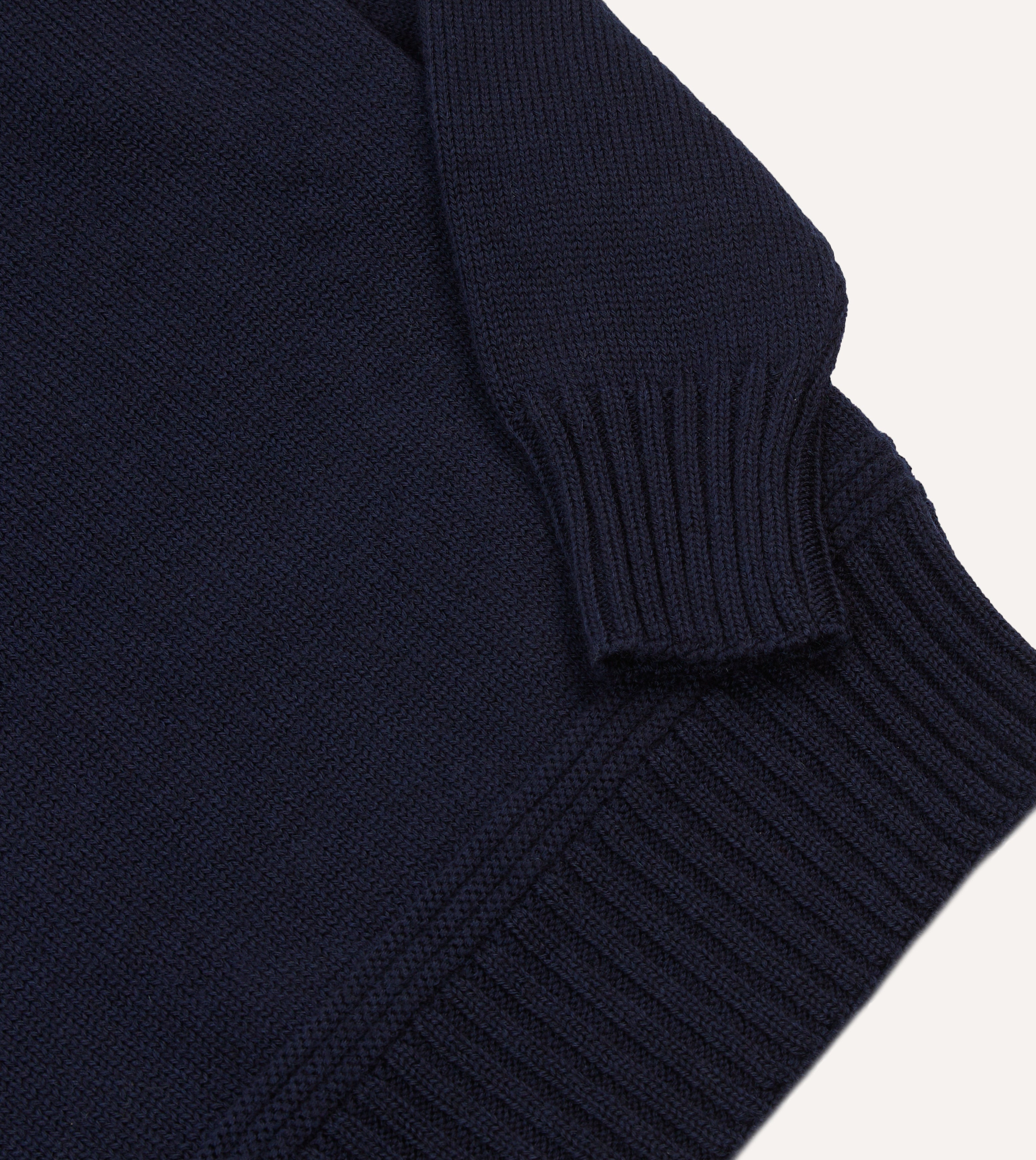 Navy Heavyweight Mock Neck Jumper – Drakes US