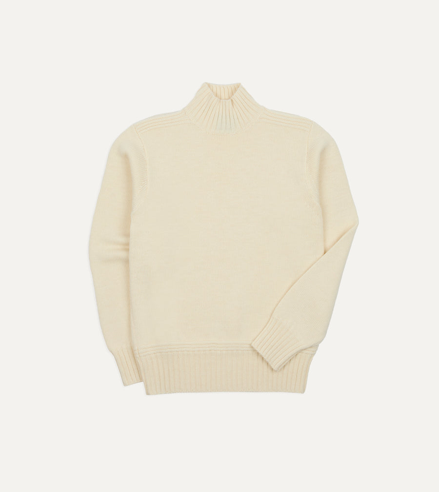 Ecru Heavyweight Mock Neck Jumper
