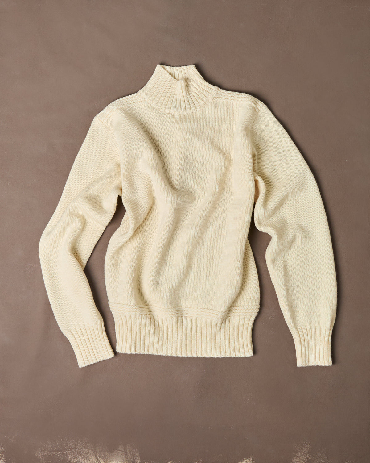Ecru Heavyweight Mock Neck Jumper