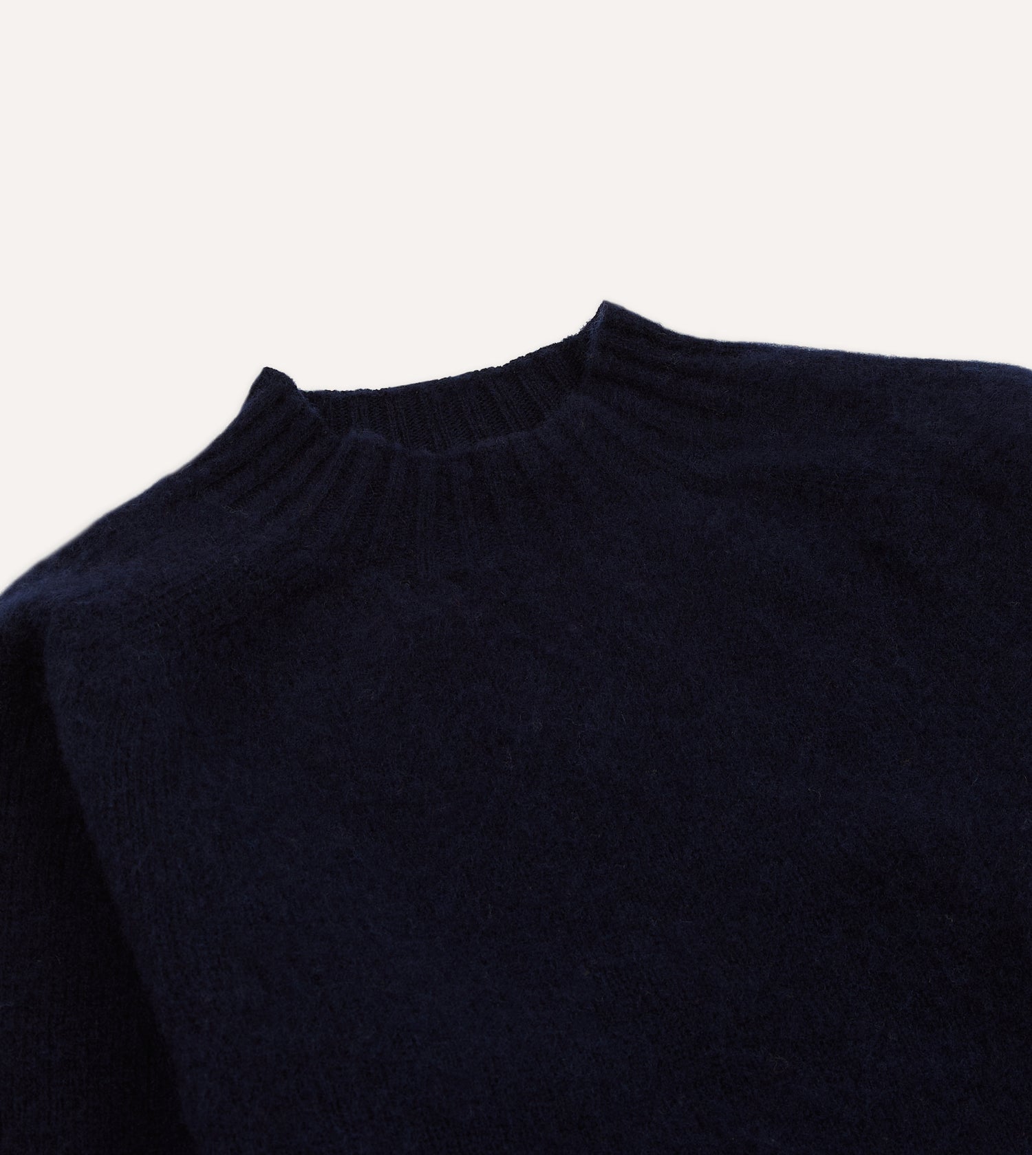 Navy Brushed Shetland Mock Neck Jumper