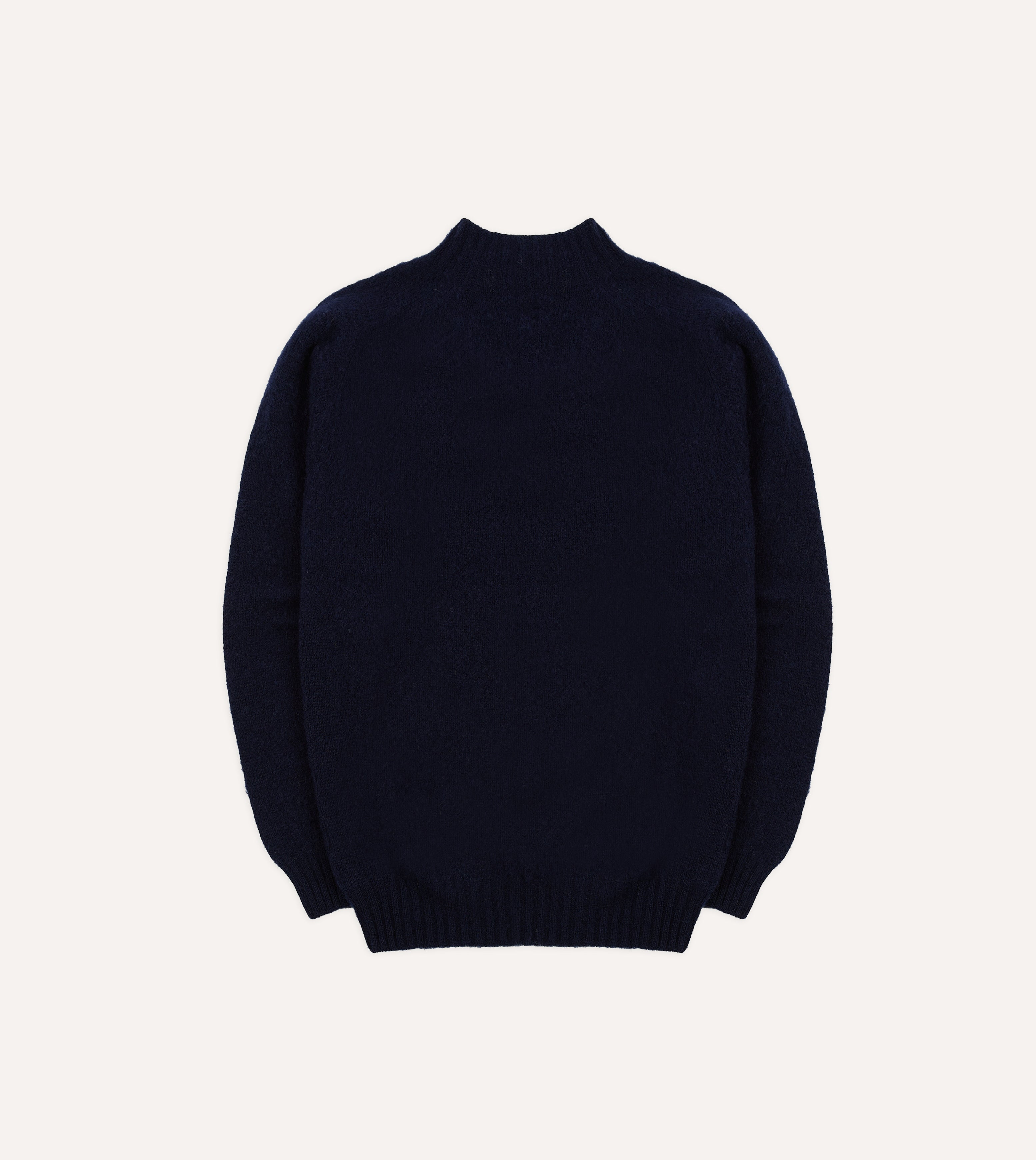 Navy Brushed Shetland Mock Neck Jumper