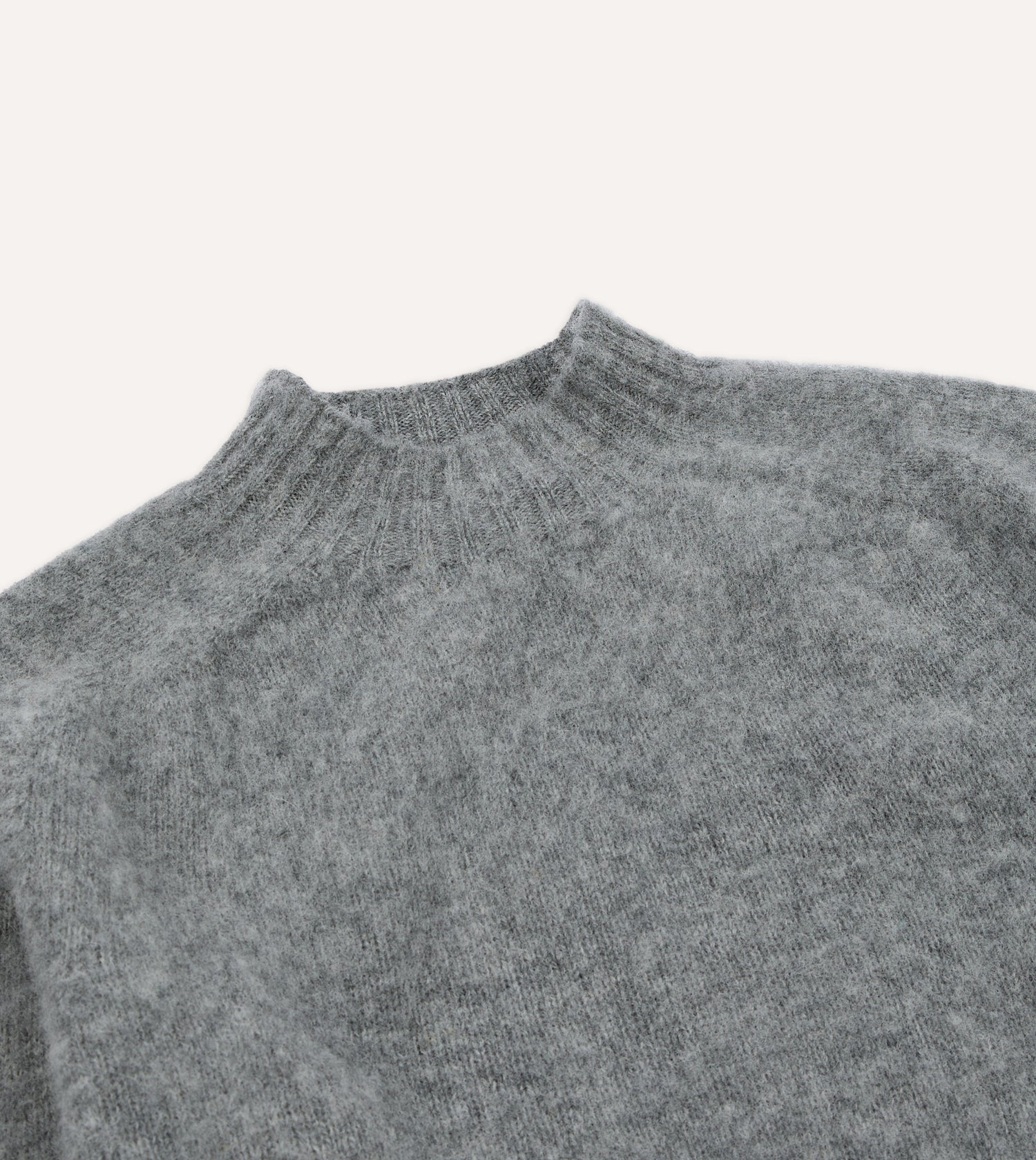 Grey Brushed Shetland Mock Neck Jumper