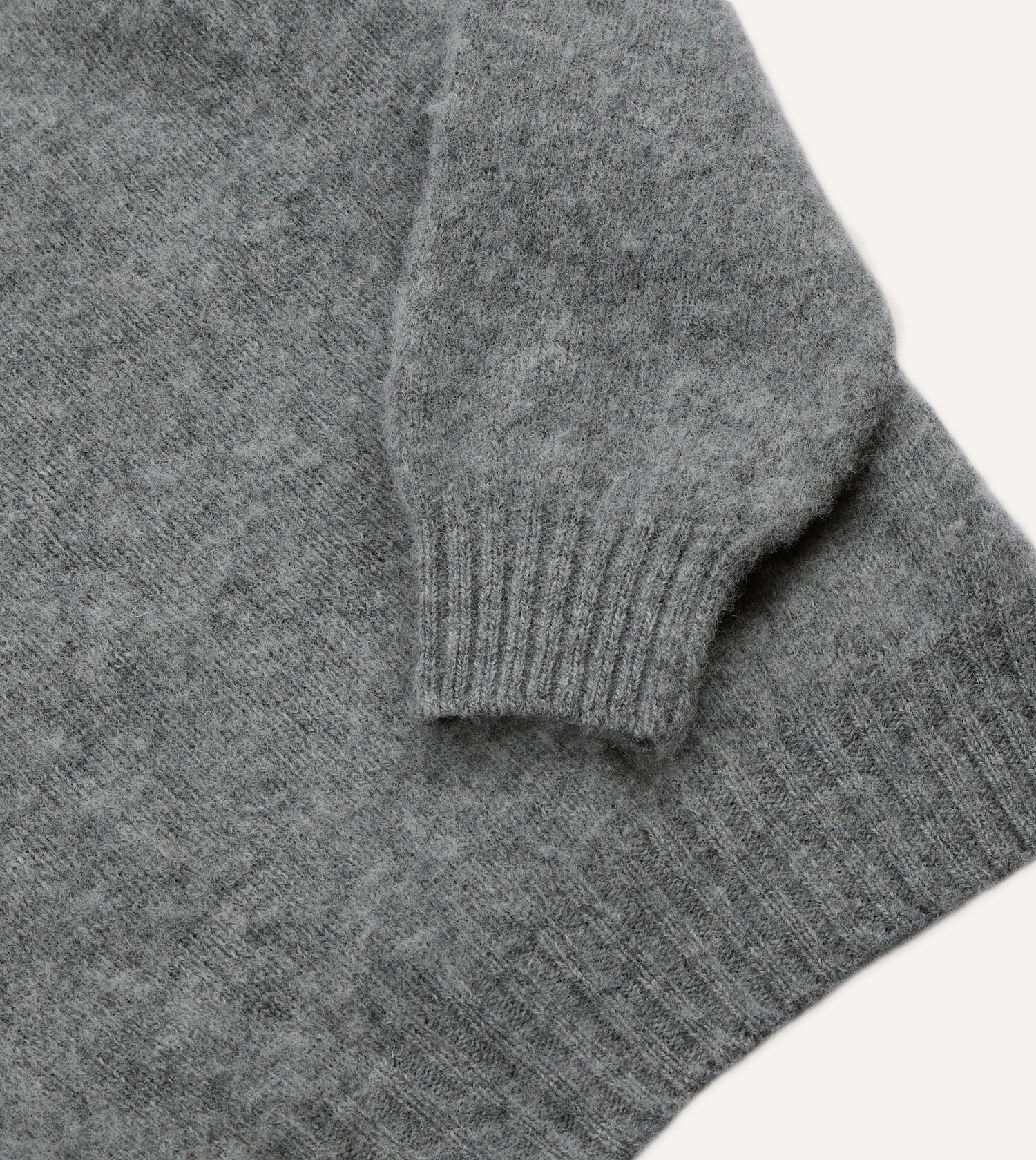 Grey Brushed Shetland Mock Neck Jumper