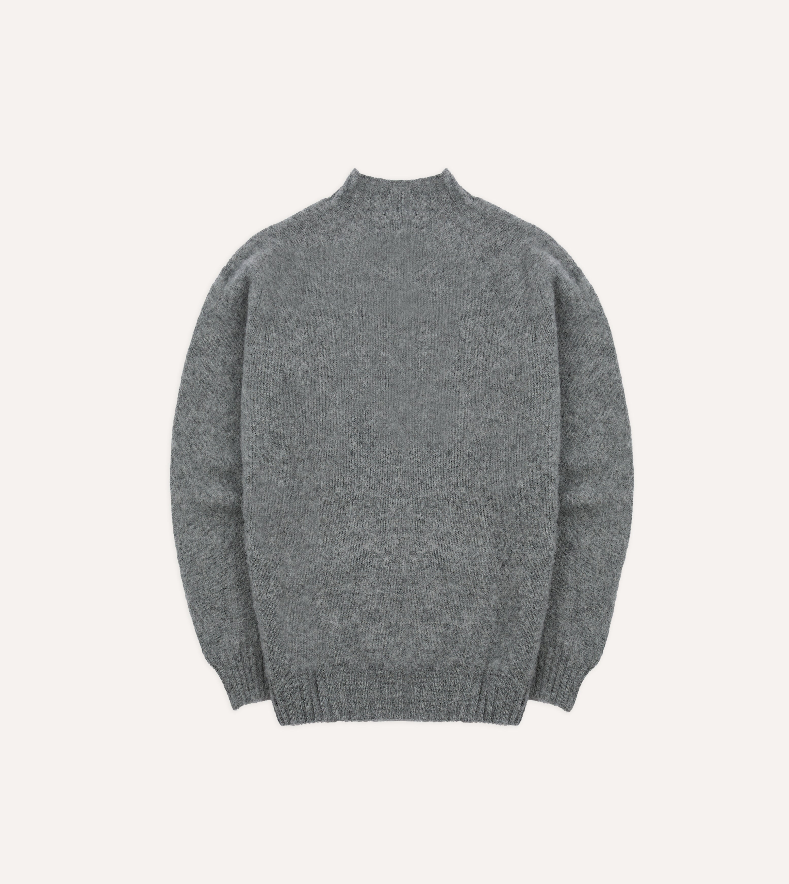 Grey Brushed Shetland Mock Neck Jumper