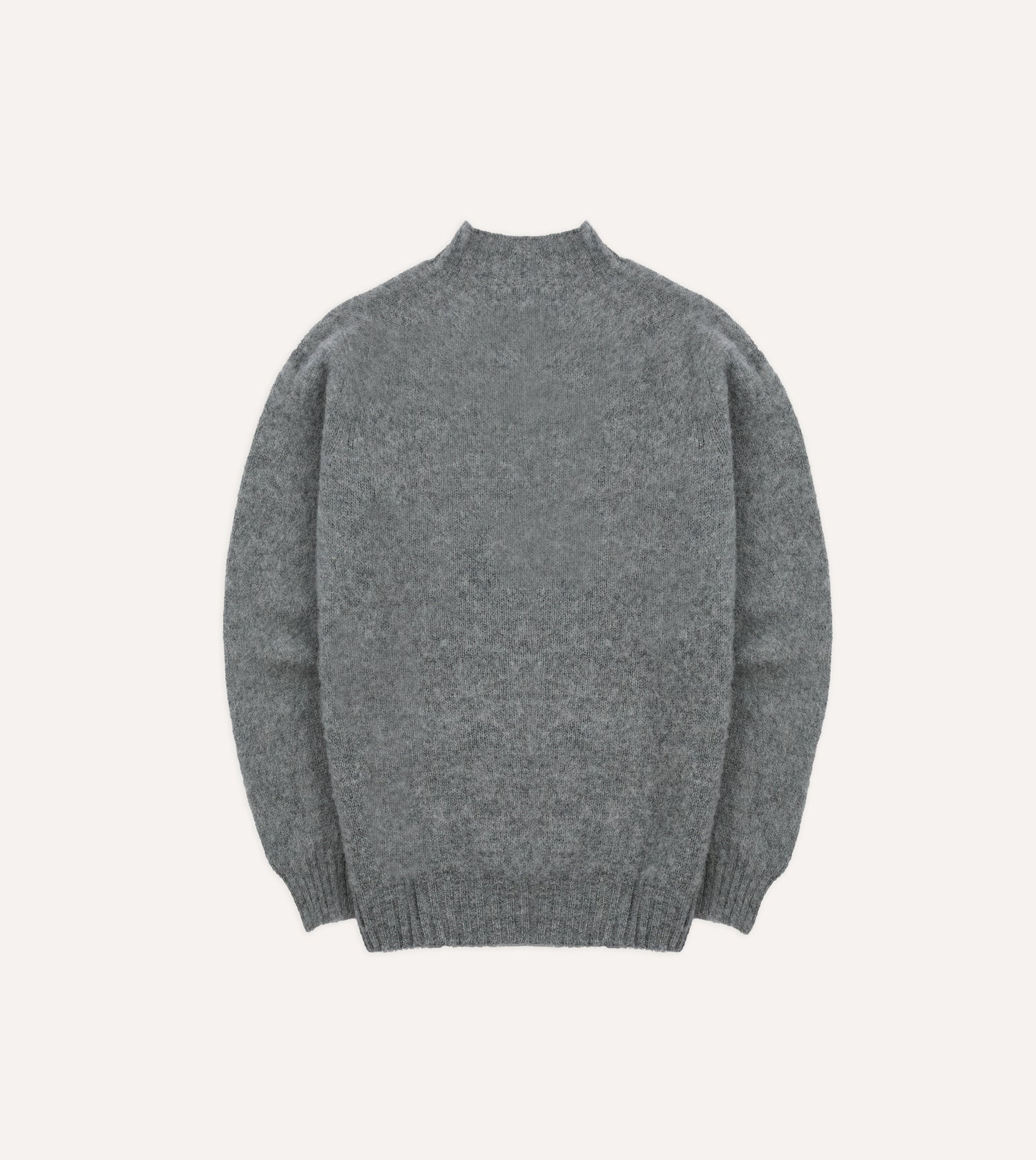 Grey Brushed Shetland Mock Neck Jumper