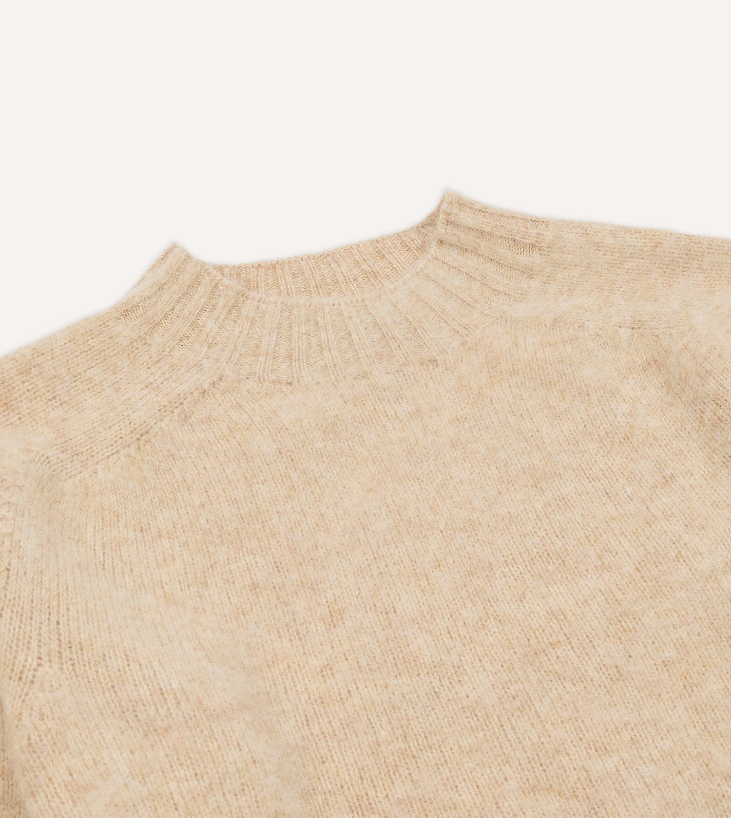 Ecru Brushed Shetland Mock Neck Jumper