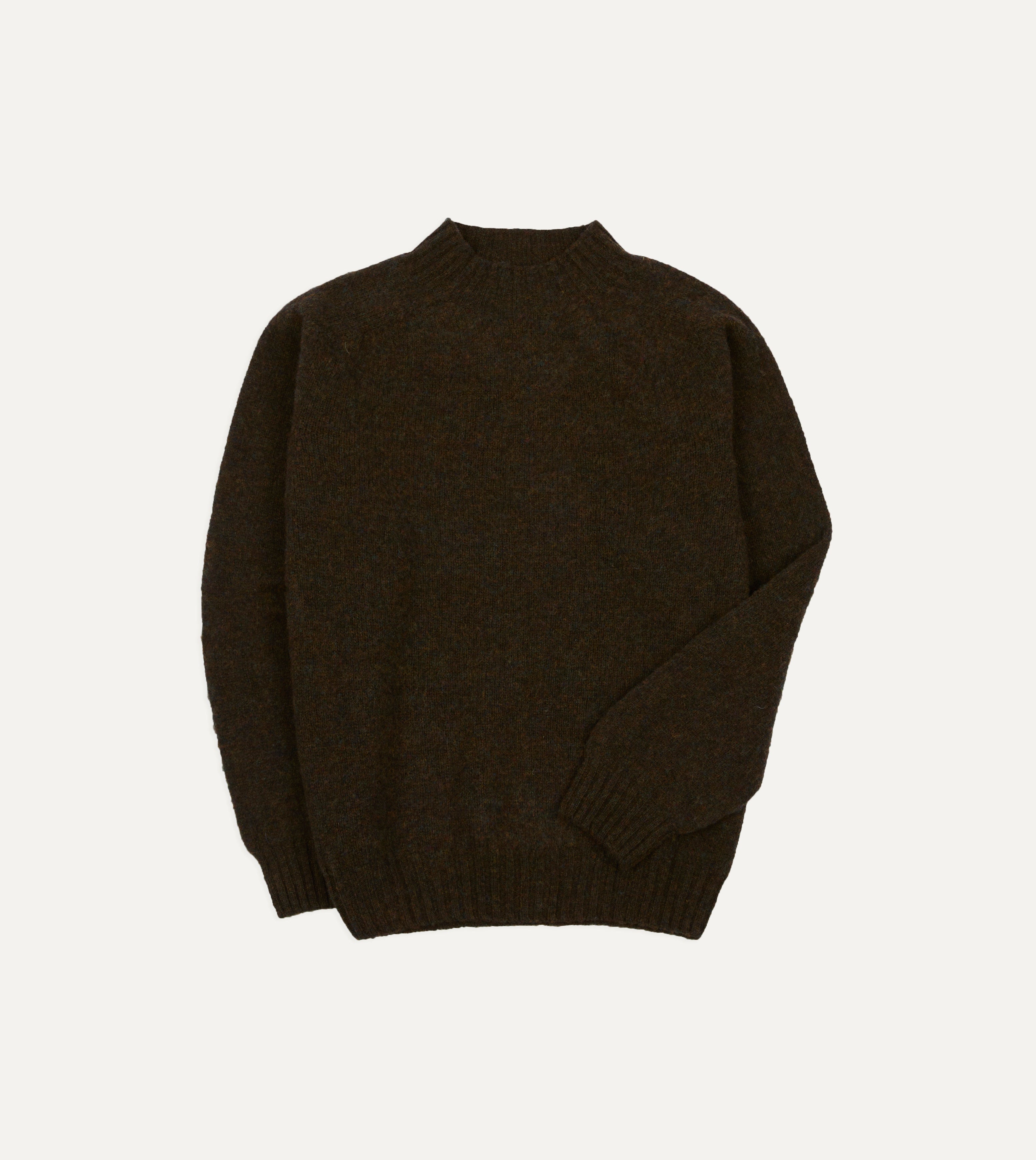 Brown Brushed Shetland Mock Neck Jumper