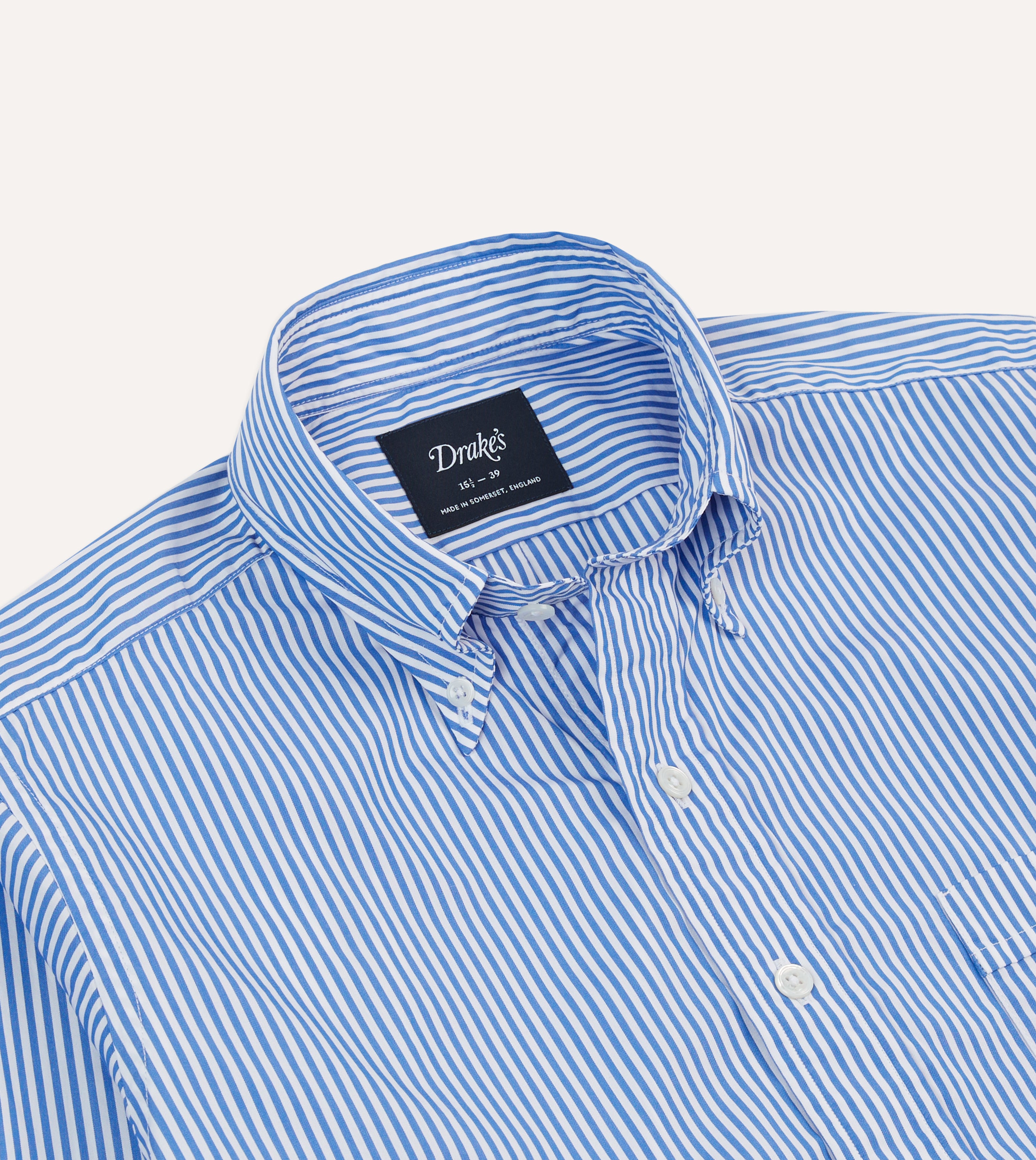 Blue Bengal Stripe Cotton Poplin Button-Down Shirt – Drakes US
