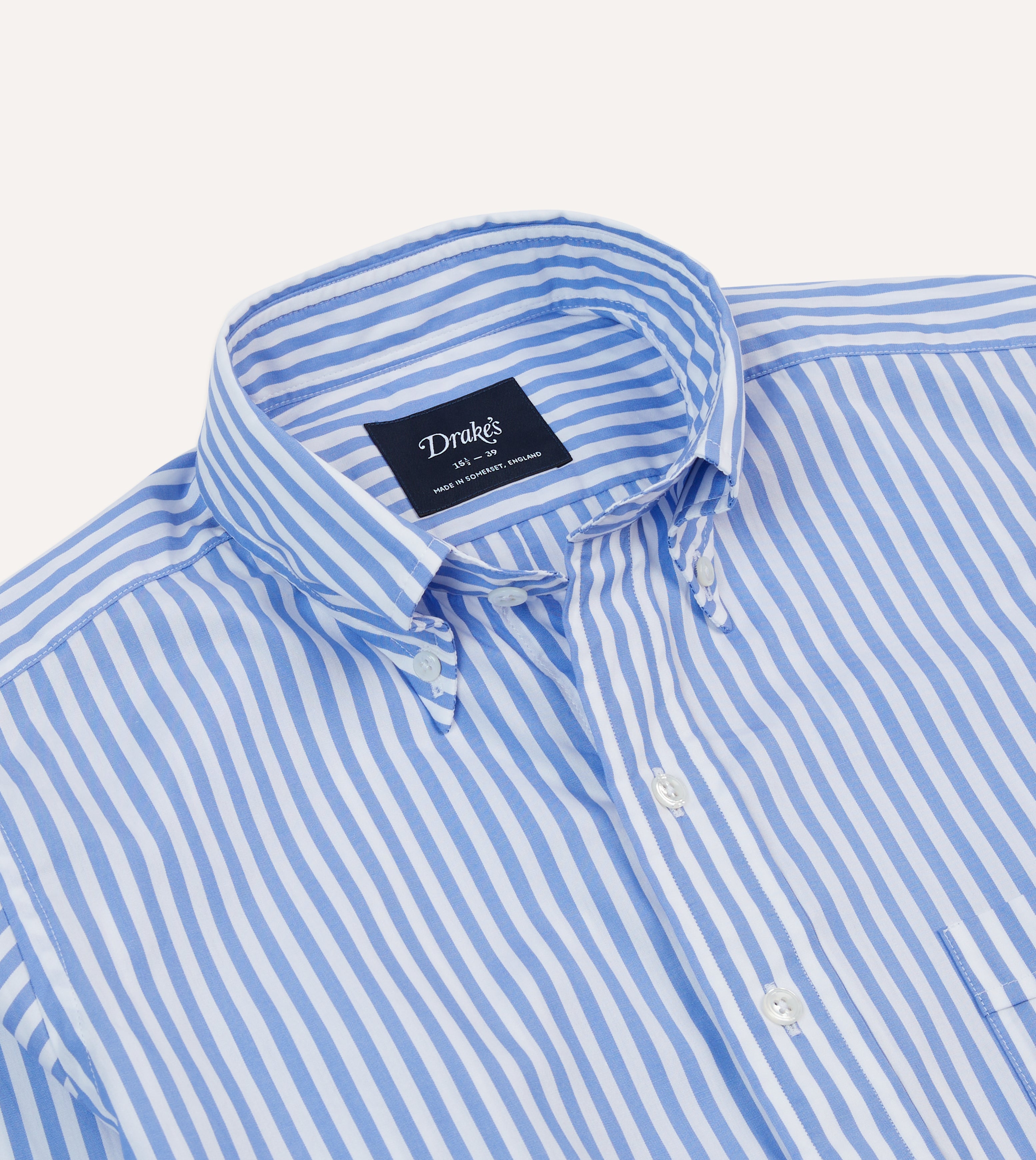 Blue Bengal Stripe Cotton Poplin Button-Down Shirt – Drakes US