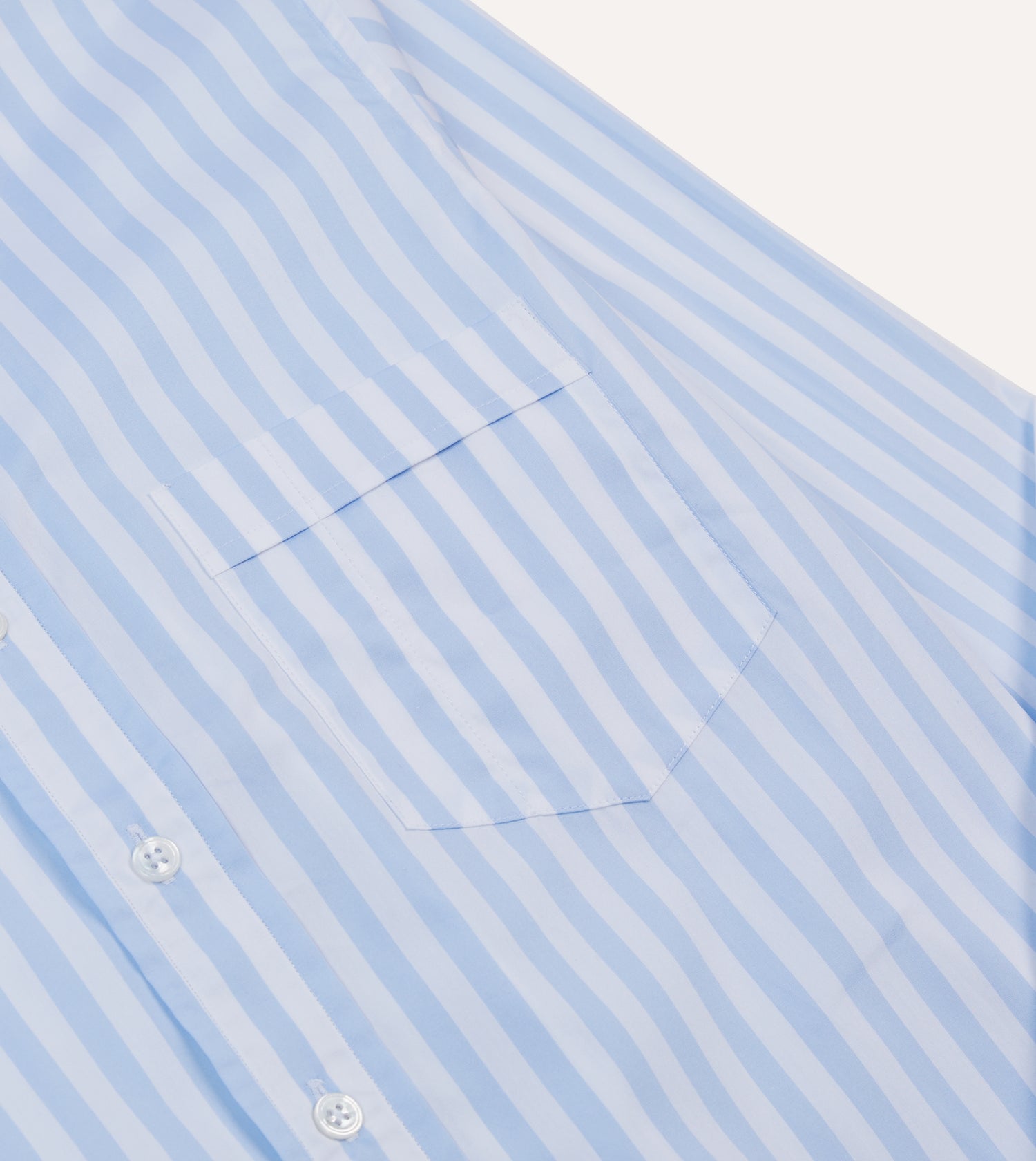 Blue Broad Stripe Cotton Poplin Button-Down Shirt